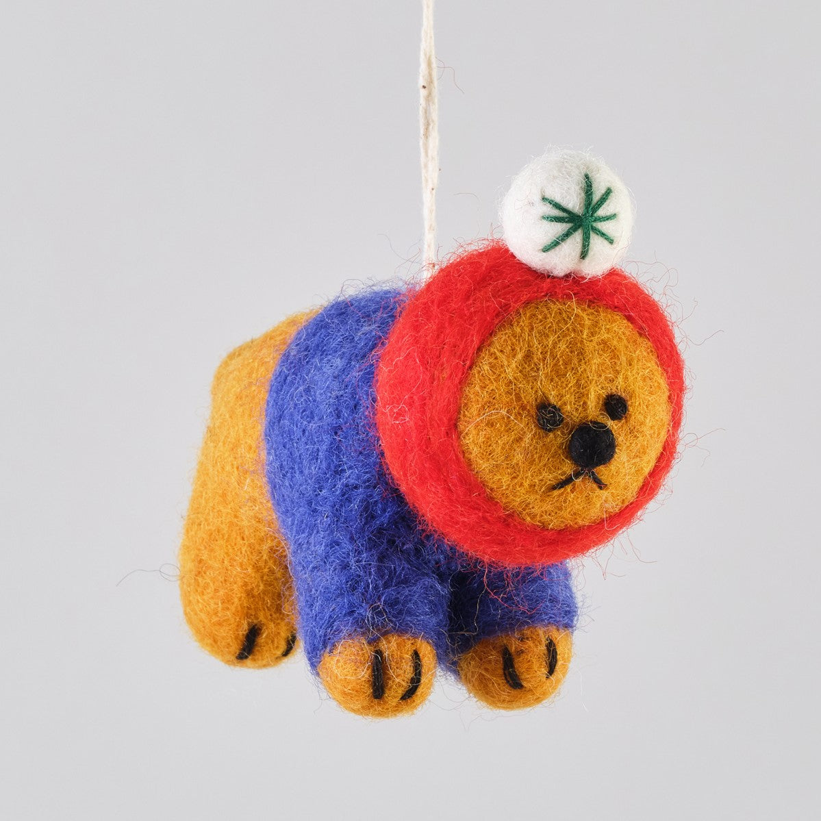 Ronnie Dog in a Pompom Hat Felt Decoration