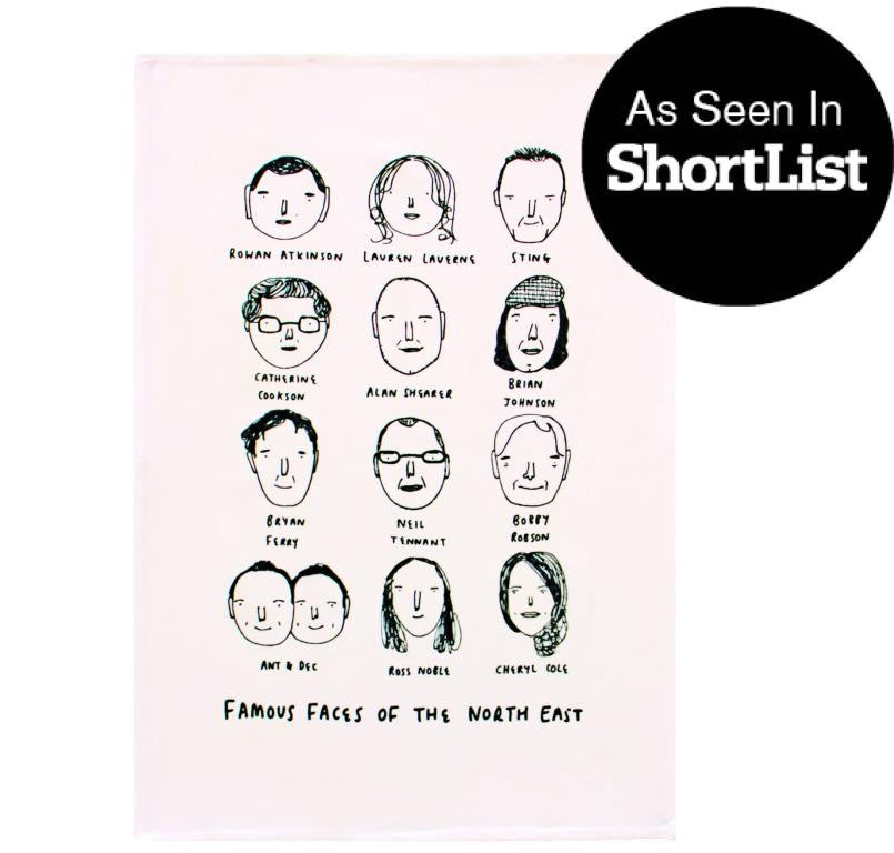 Famous Faces of the North East Tea Towel