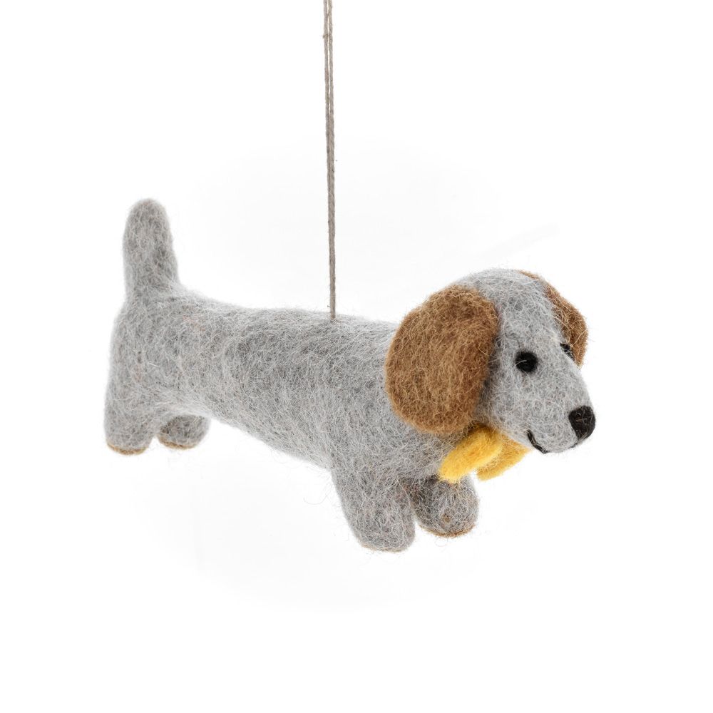 Dapper Dachshund Felt Dog Hanging Decoration