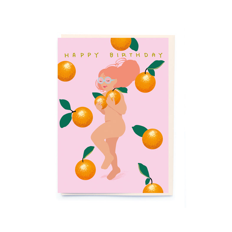 Orange and Lady Birthday Card