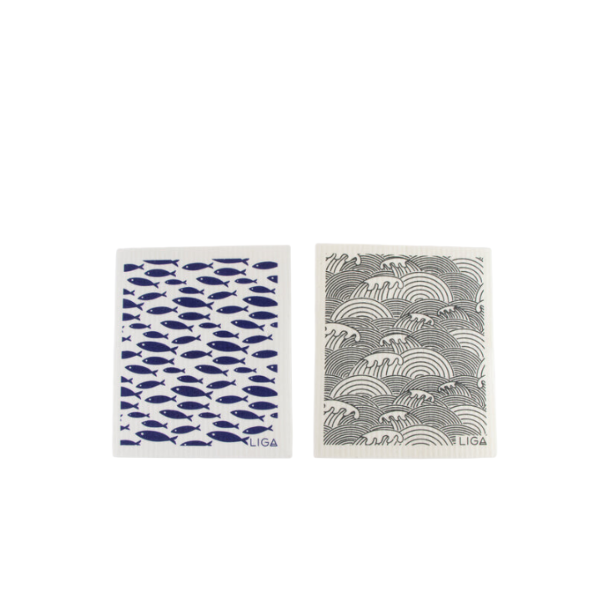 Eco Fish and Wave Dishcloth Set