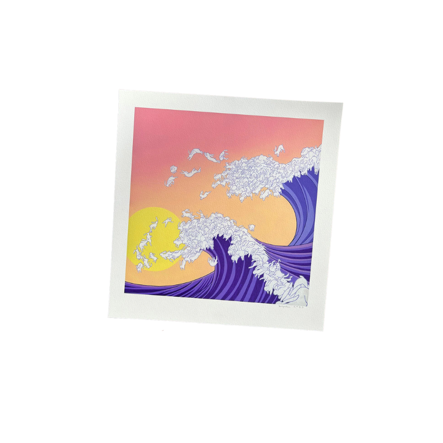 Kozyndan California Bunny Wave Print