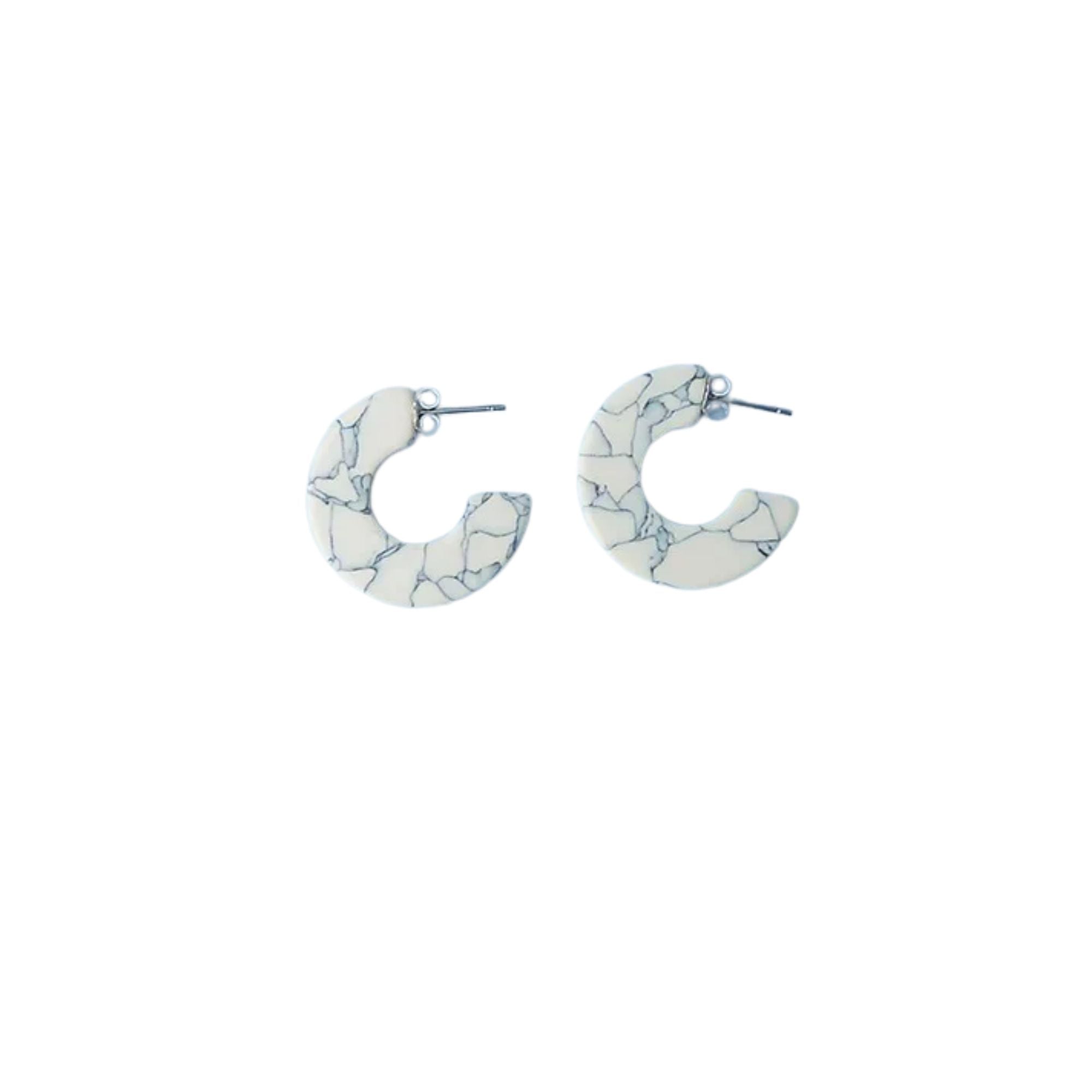 Marmaro Mini Hoop Earrings in Grey & Winter White
