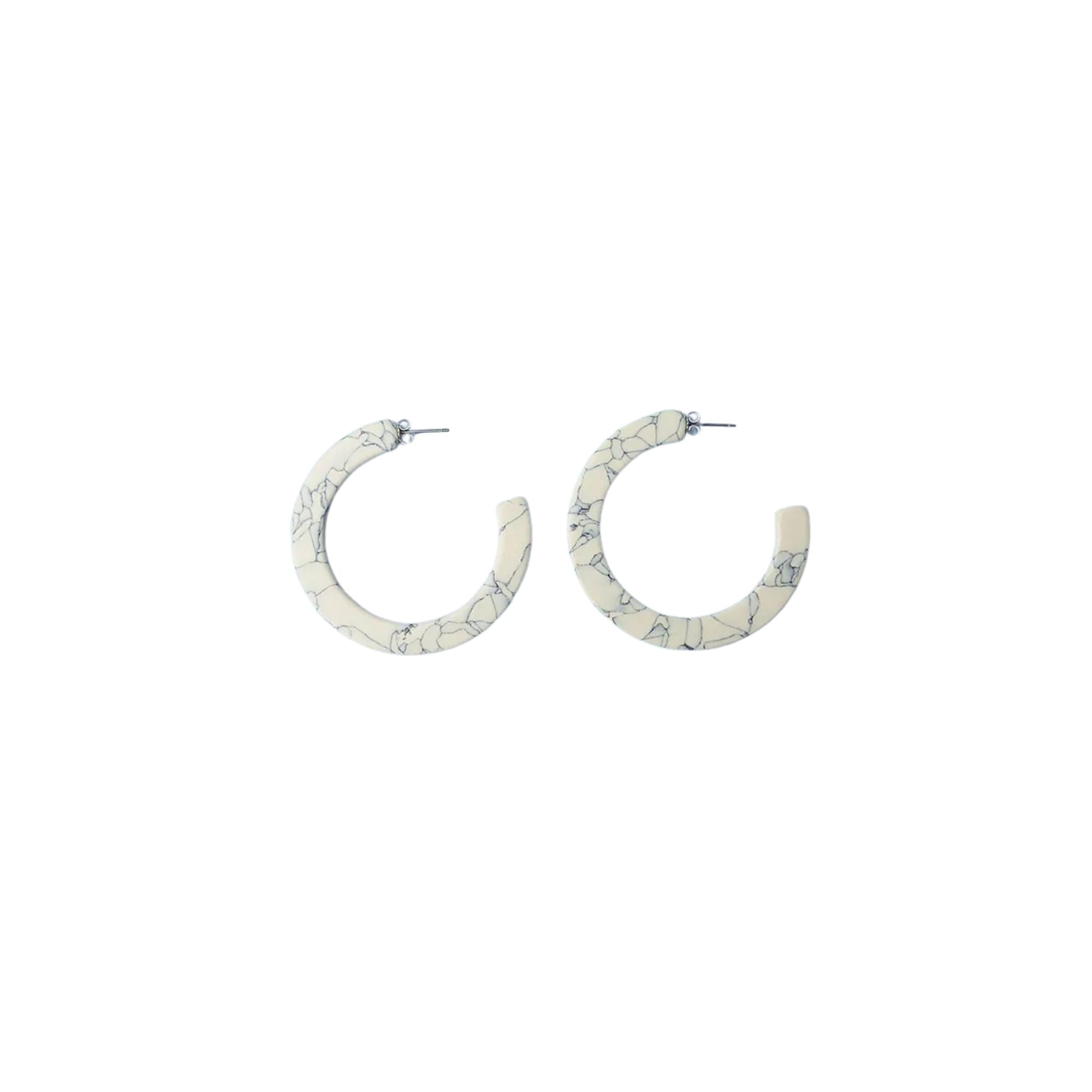 Marmaro Large Hoop Earrings in Grey & Winter White