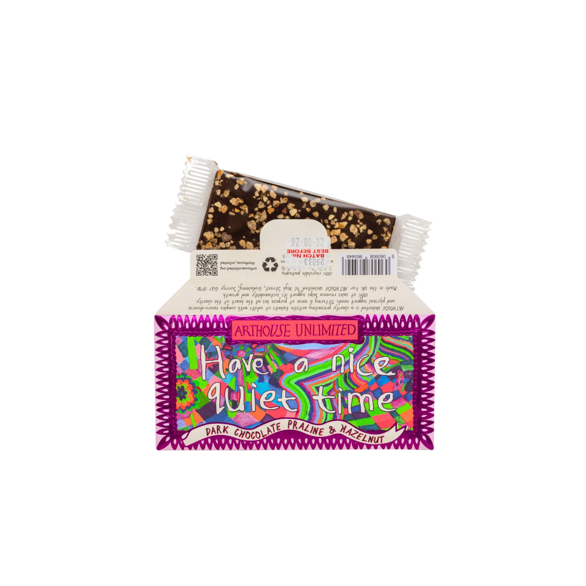 Arthouse Unlimited Have a Nice Quiet Time Jy Sized Dark Chocolate Praline and Hazelnut With Bar