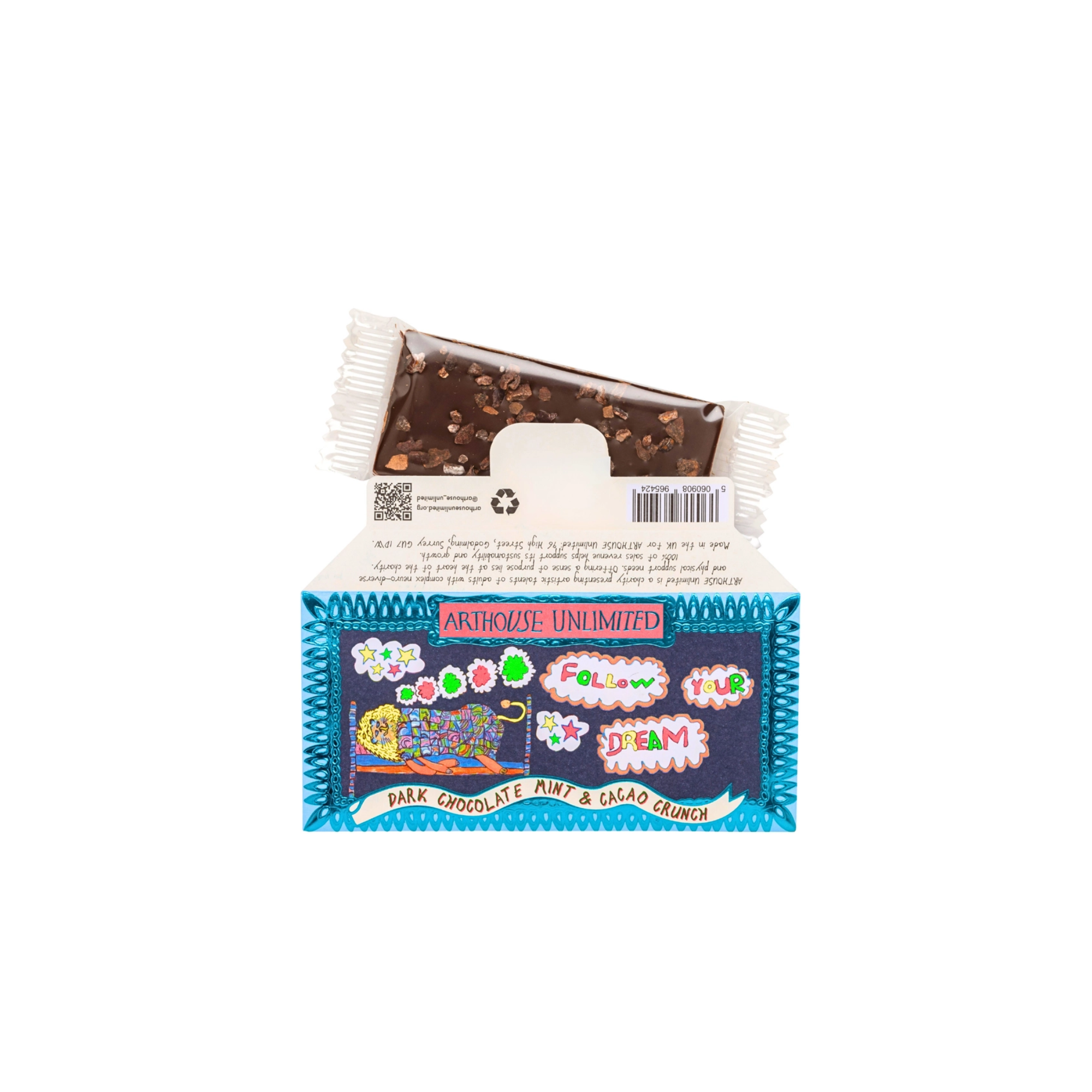 Arthouse Unlimited Joy Sized Follow Your Dreams Dark Chocolate Mint and Cacao Crunch Bar
