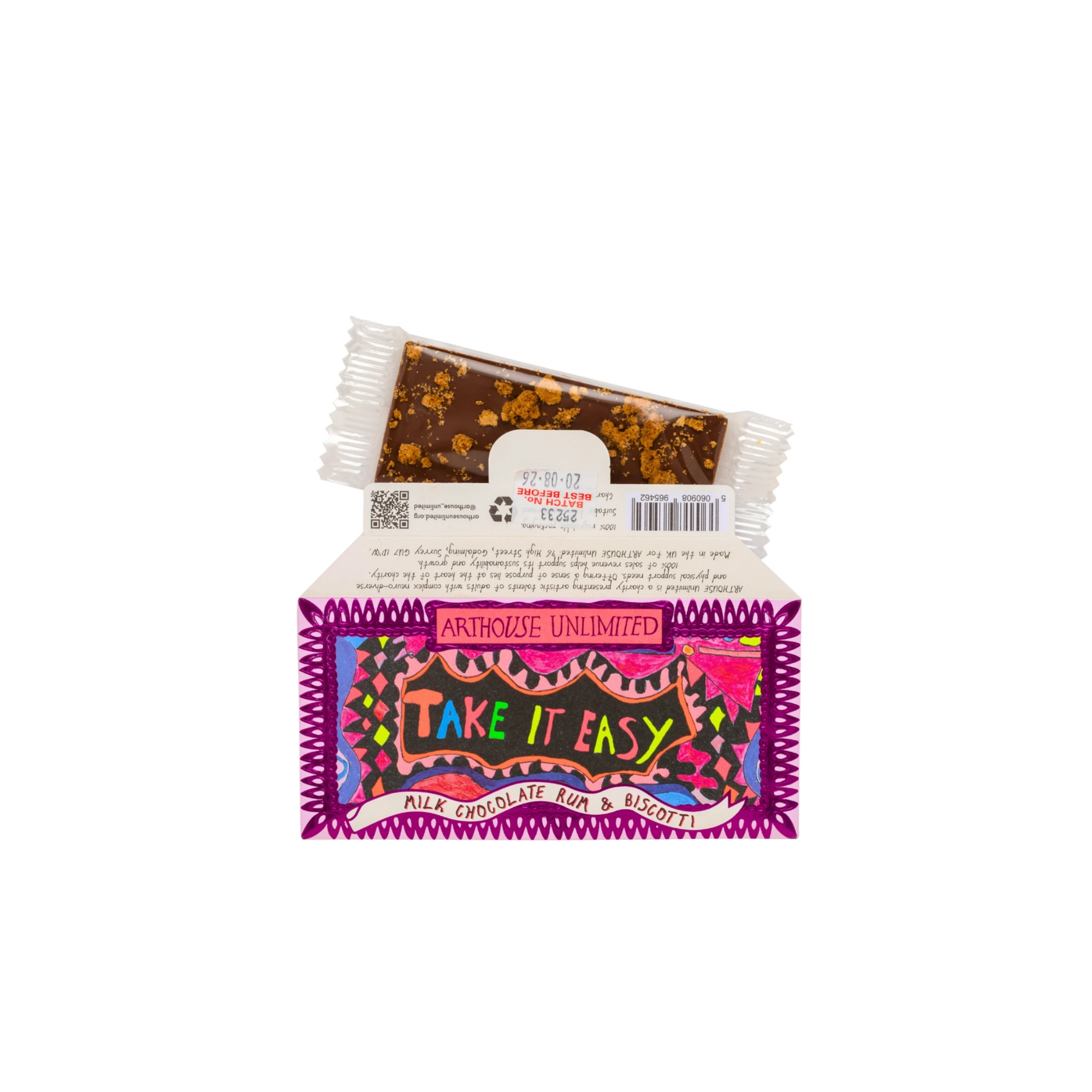 Arthouse Unlimited Take it Easy Joy Sized Chocolate Milk Chocolate, Rum and Biscotti