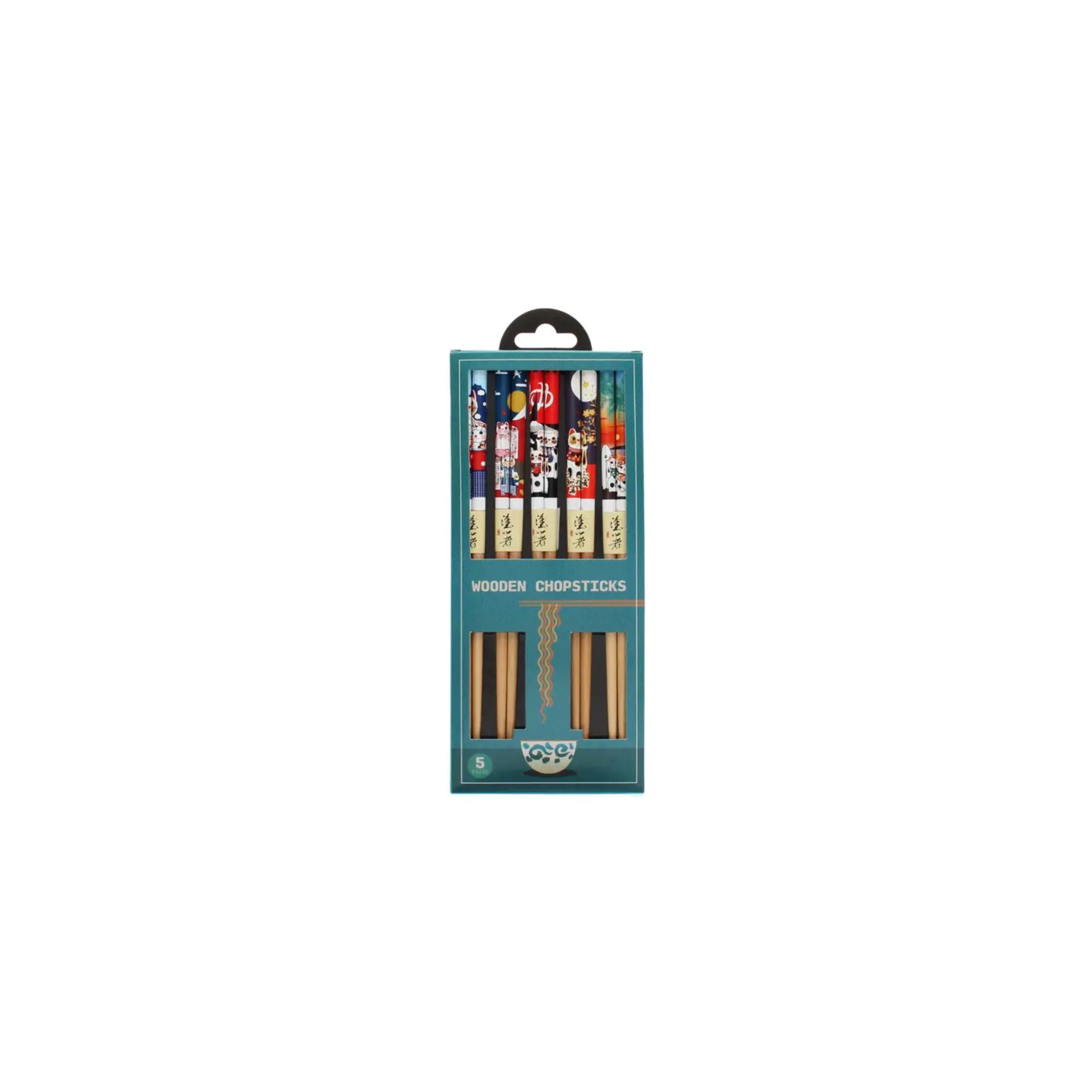 Beckoning Cats Wooden Chopsticks Packet