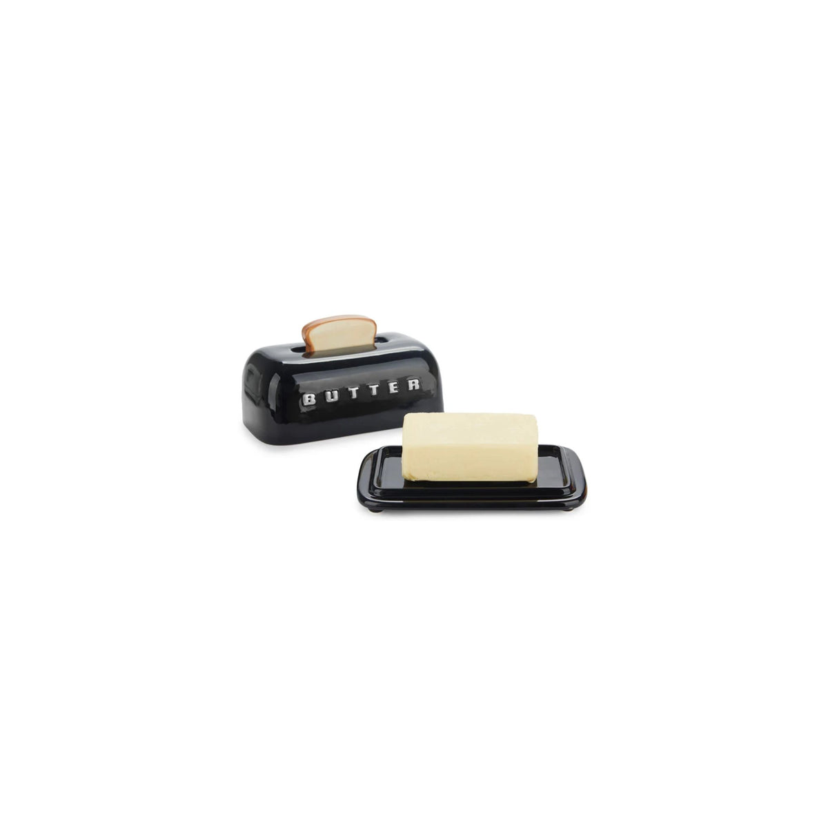 Belvi Black Butter Dish Open