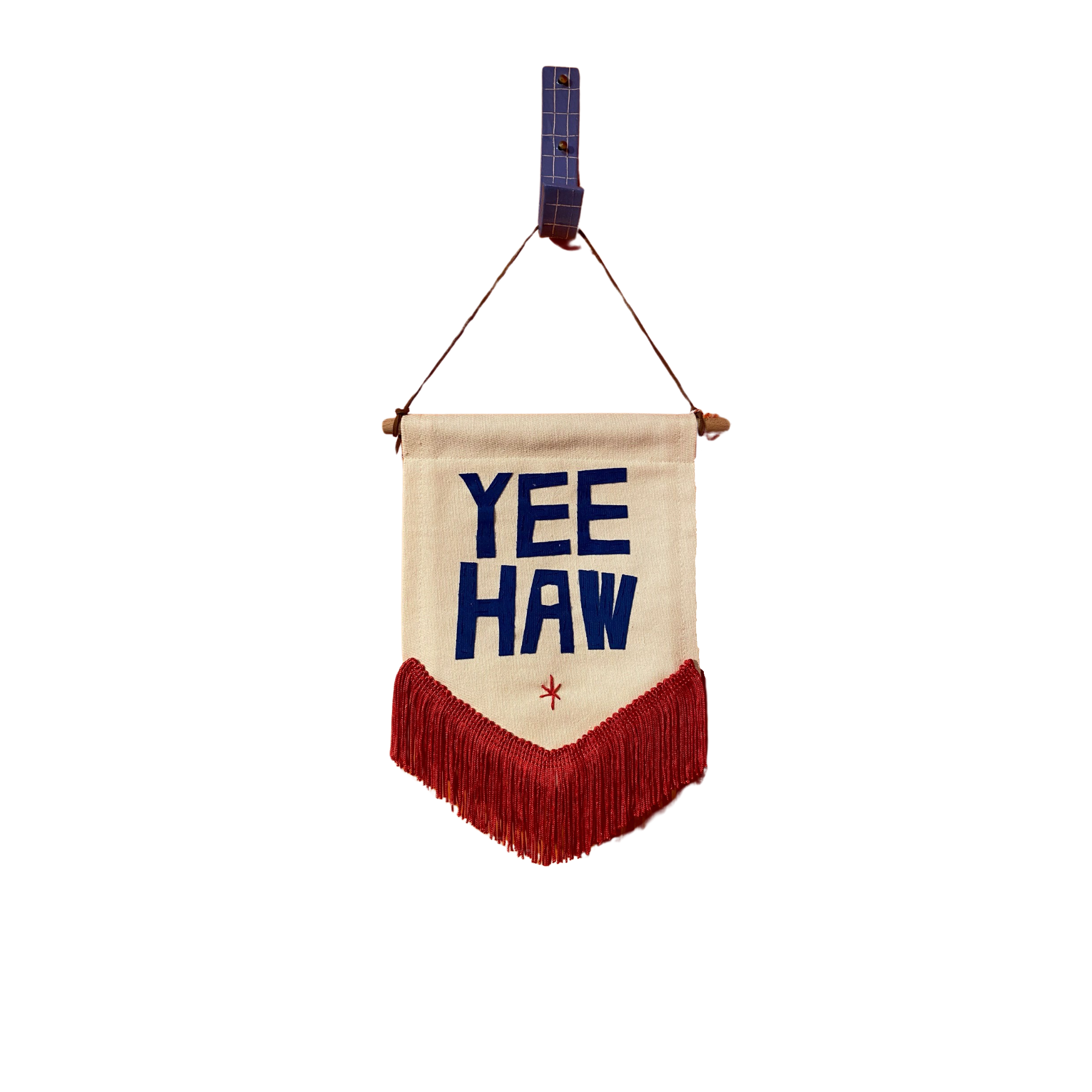 Bianco Perry Yee Haw Banner With Red Fringe