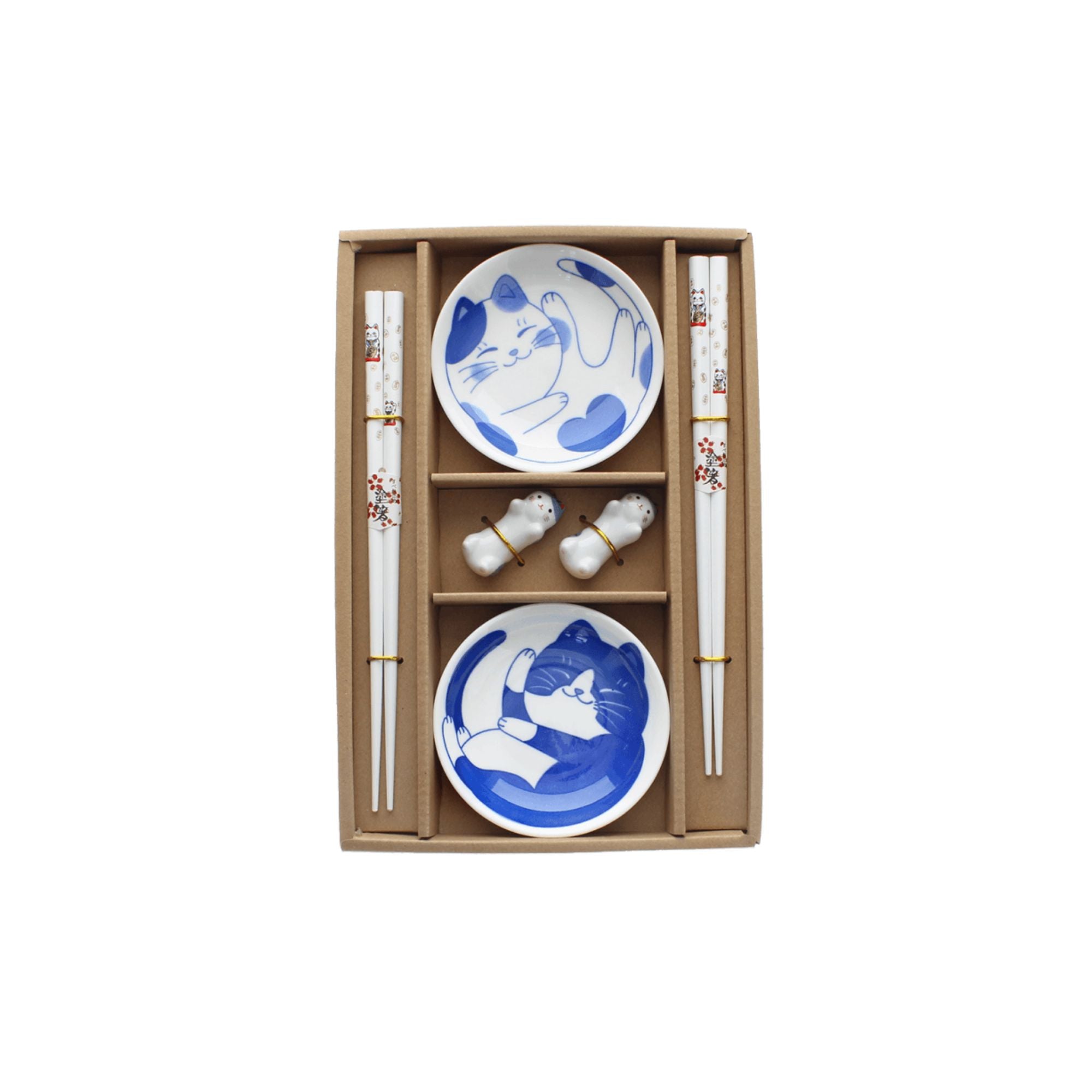 Cat Chopsticks Rests and Dipping Bowls Set