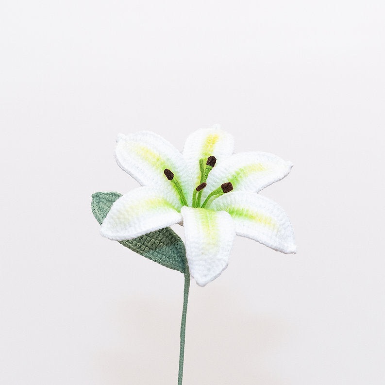 Lily Crochet Flower White Green