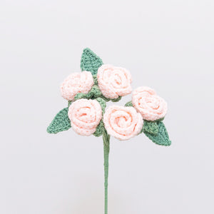 Spray Rose Pink Crochet Flower