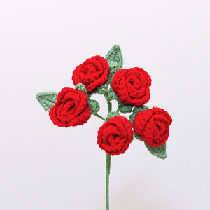 Spray Rose Crochet Red Flower 