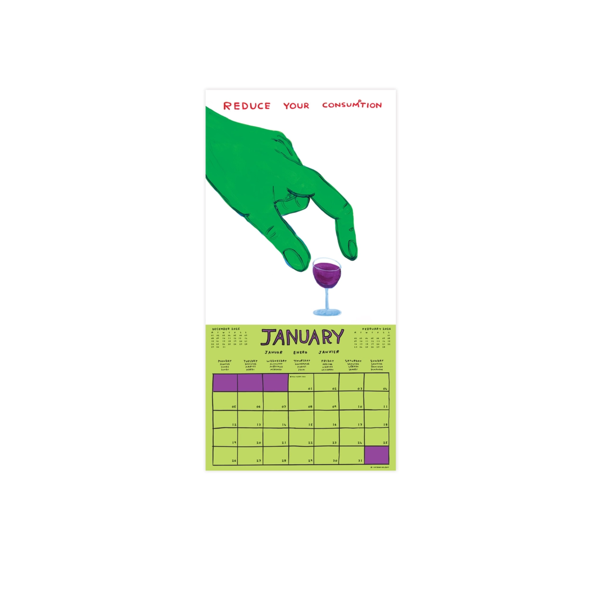 David Shrigley Calendar 2026 January
