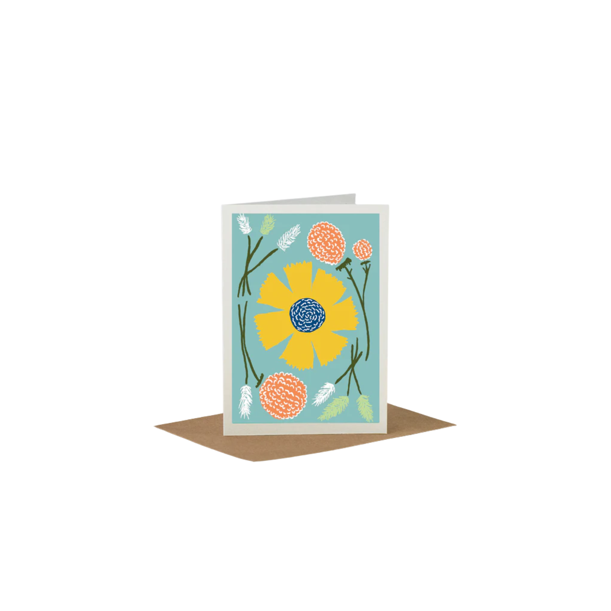 Dried Flowers Blue Greeting Card