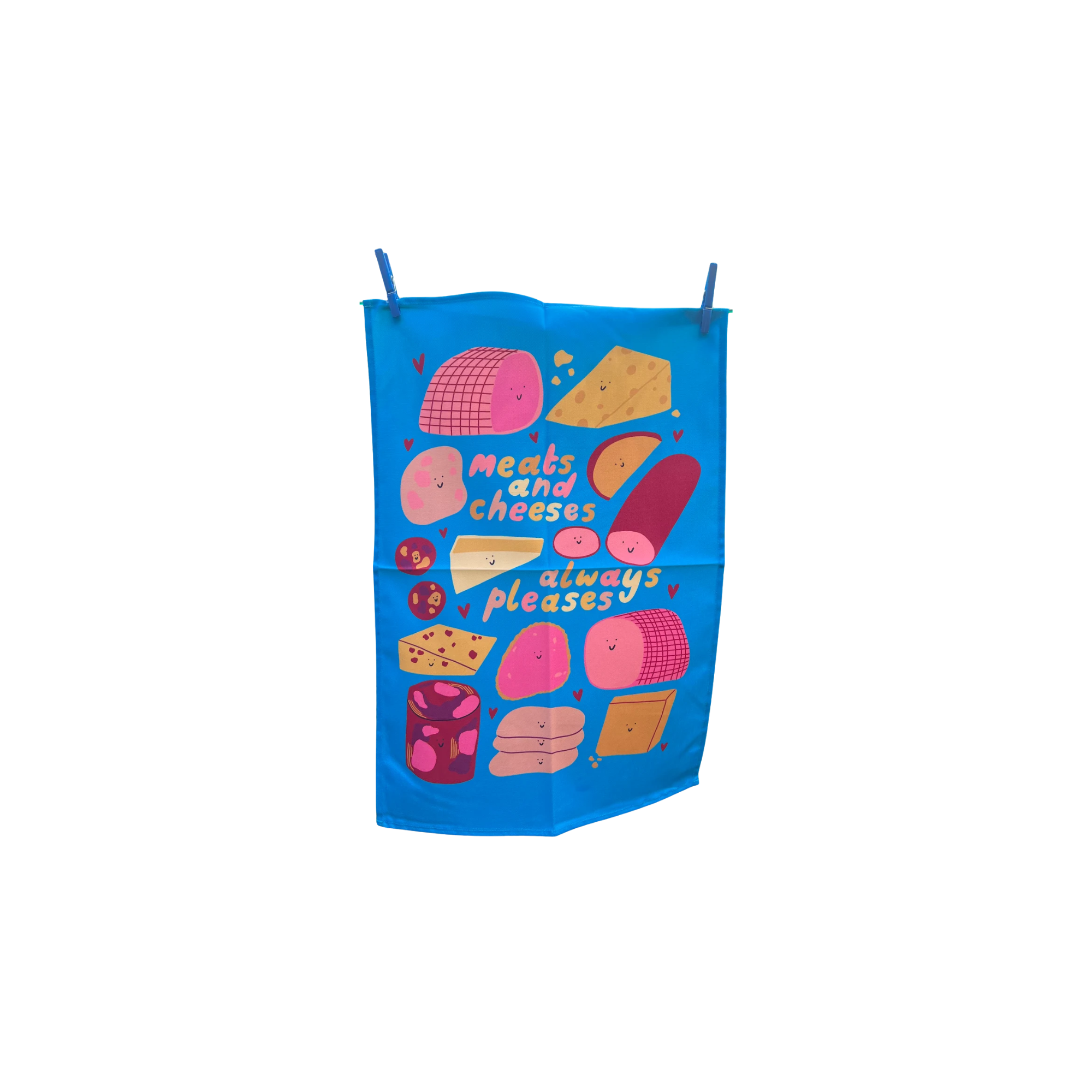 Ellastrated Meats and Cheeses Always Pleases Tea Towel