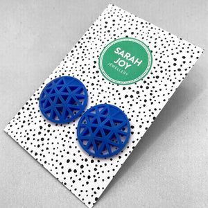 Sarah Joy Jewellery Geometric Circle Stud Earrings Royal Blue