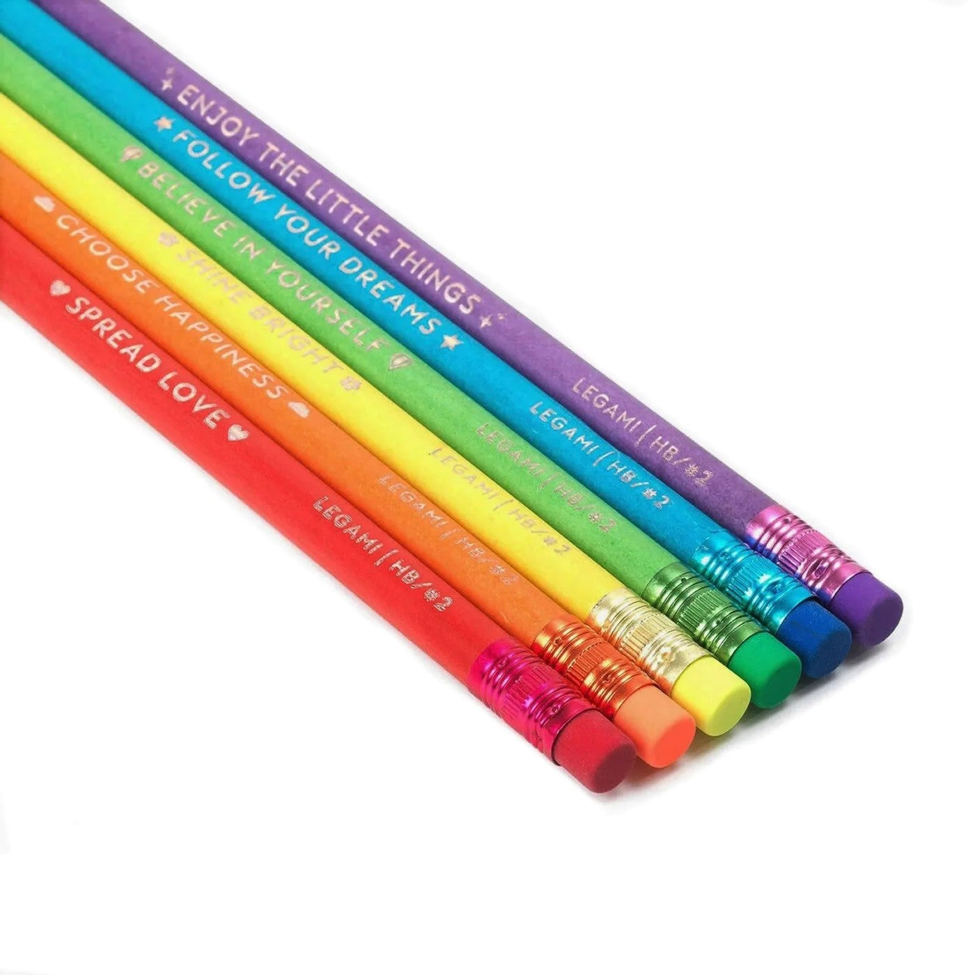 Positive Affirmation Pencil Set - 6 HB Pencils - Multi-coloured