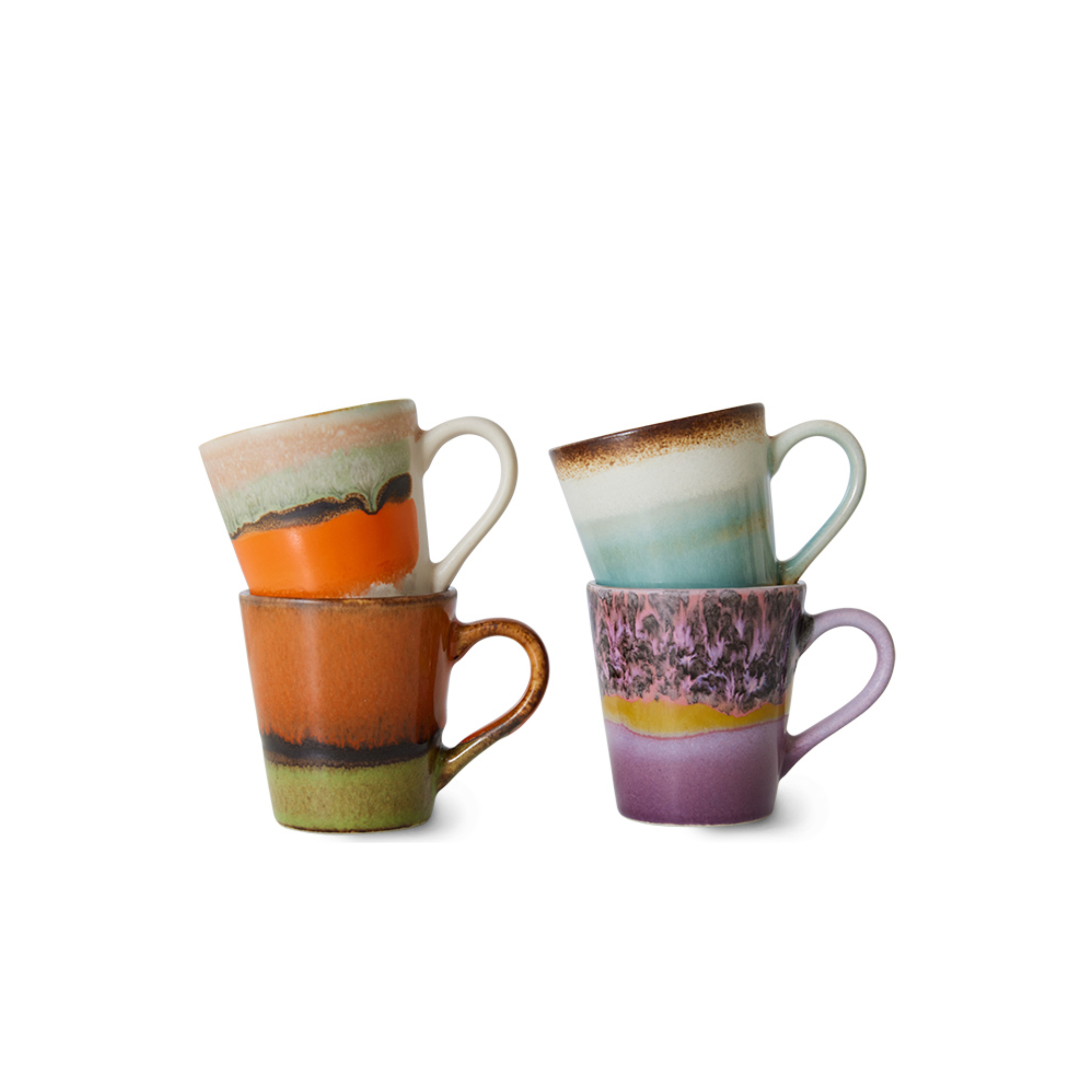 HKLiving 70s Ceramic Retro Espresso Mug (Set of 4)
