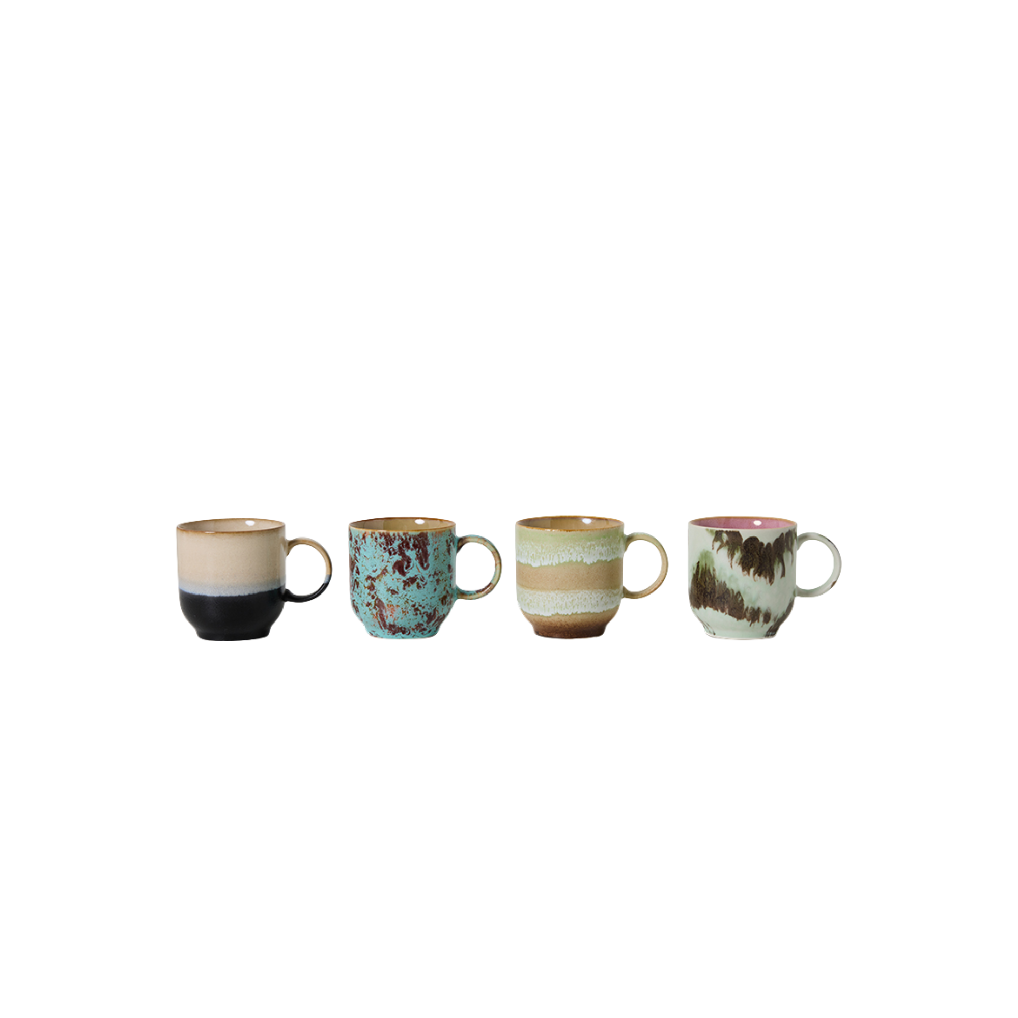 HKLIVING 70s ceramics Cafe Mugs Abstract Set of 4