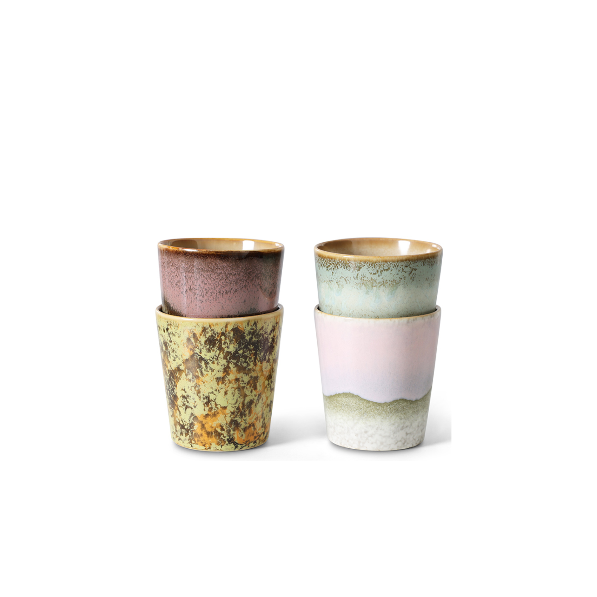 HKLIVING 70s Ceramics Coffee Mugs Serendipity Set of 4