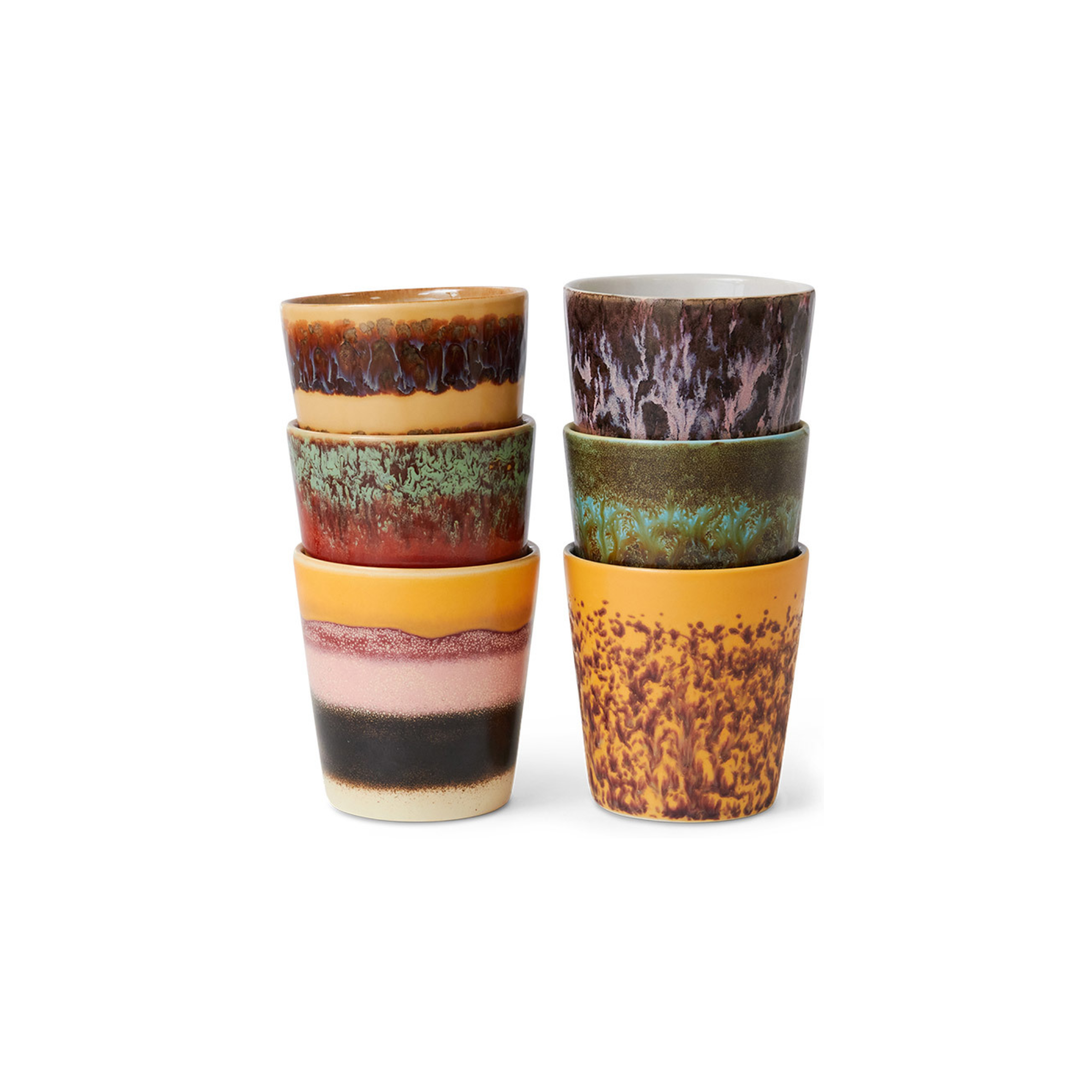 HKLIVING 70s Ceramics Coffee Mugs Valley Set of 6