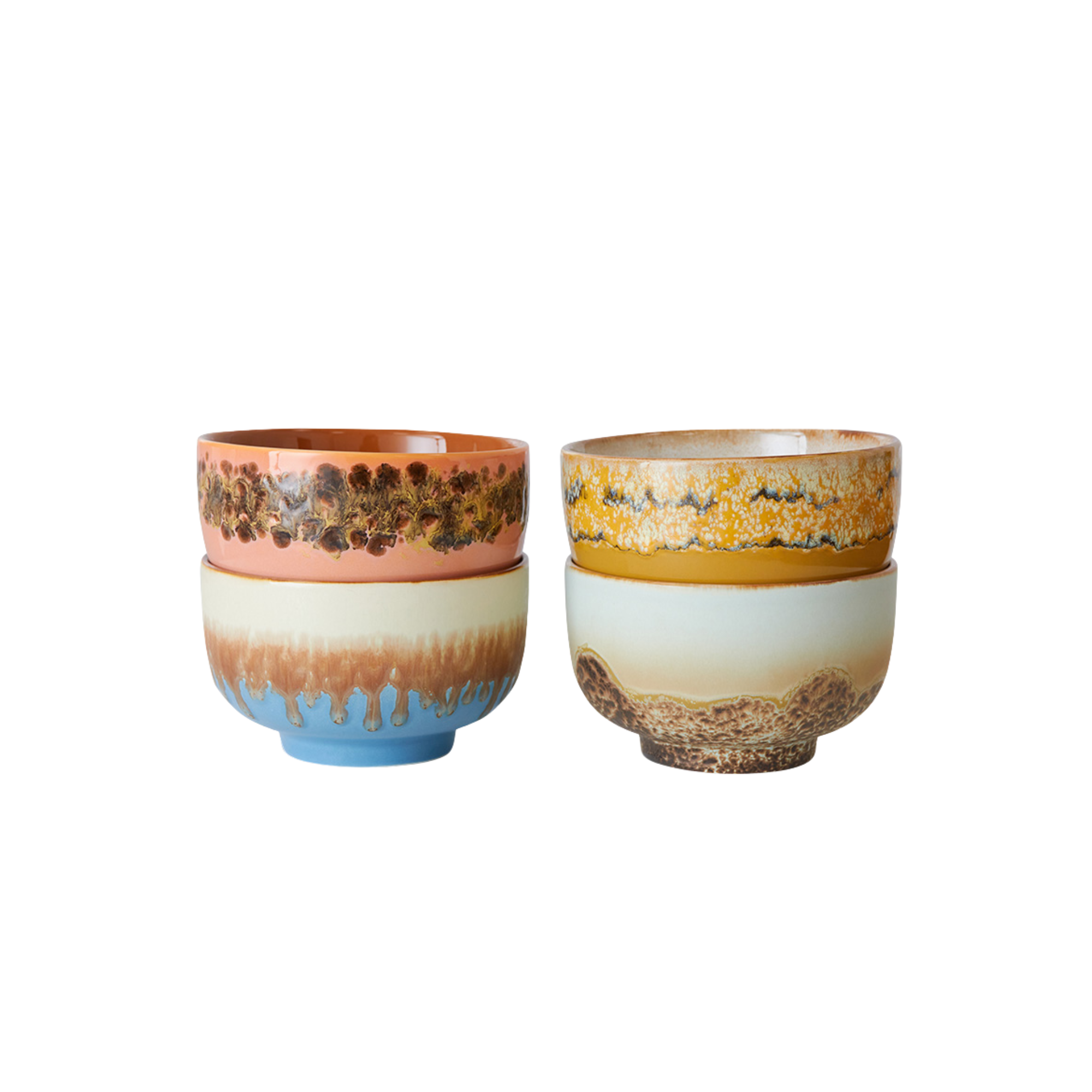 HKLIVING 70s ceramics Noodle Bowls Seabreeze Set of 4