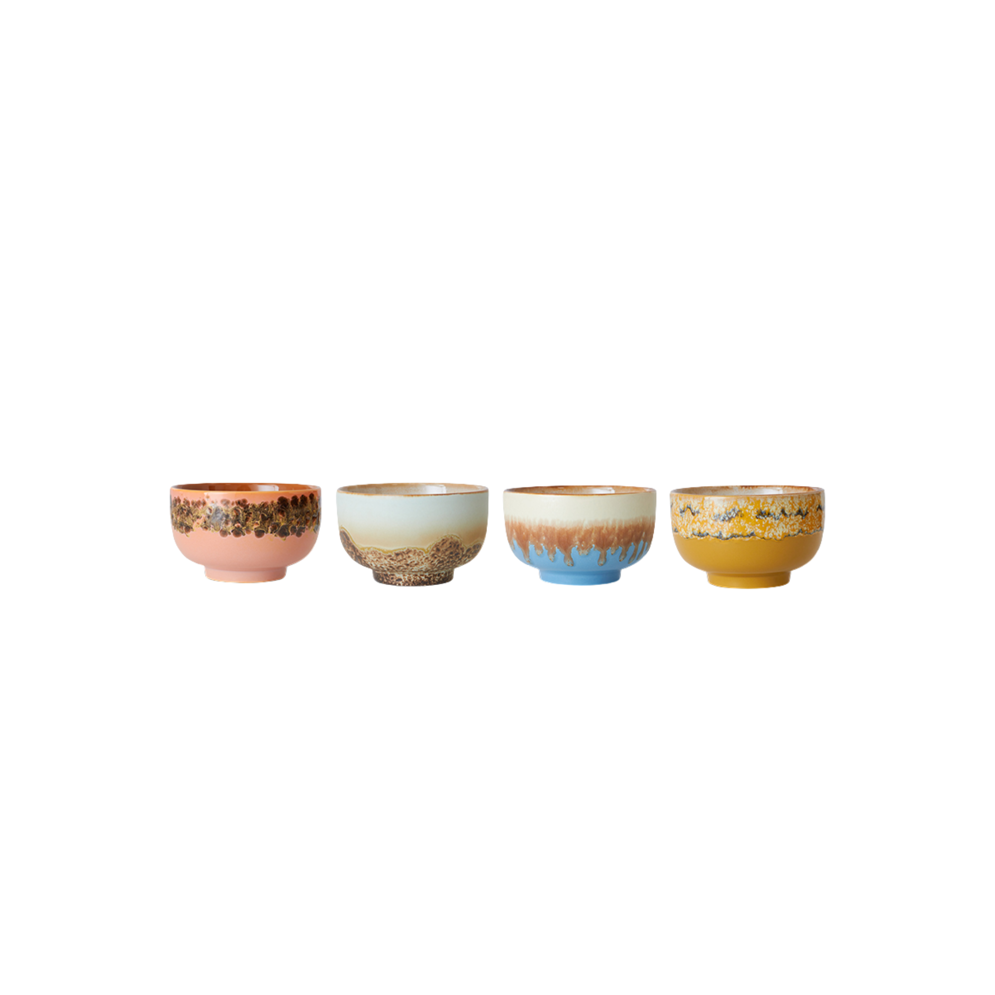 HKLIVING 70s ceramics Noodle Bowl Seabreeze Set of 4