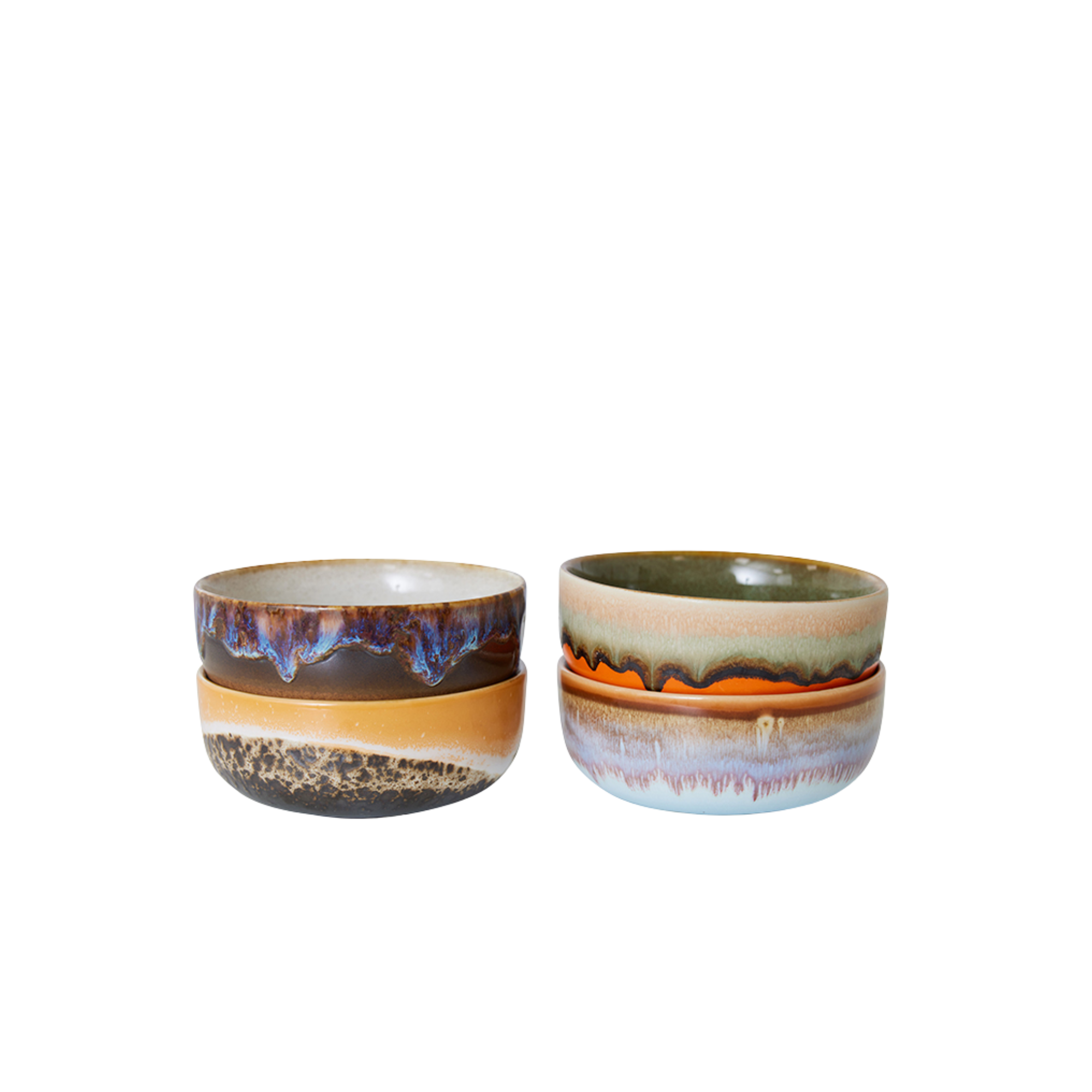 HKLIVING 70s Ceramics Tapas Bowls Crystal Set of 4