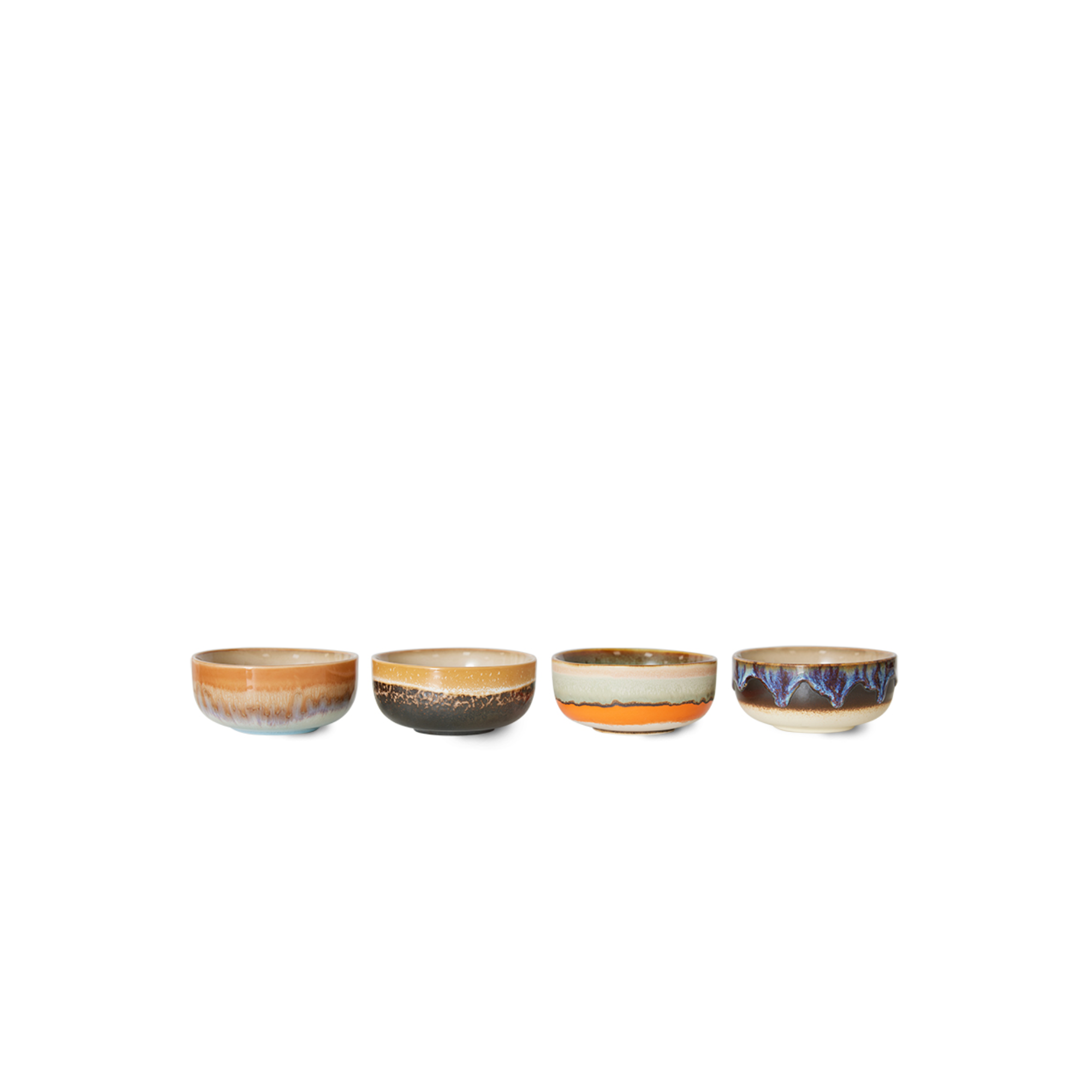 HKLIVING 70s Ceramics Tapas Bowl Cyrstal Set of 4 Separate Bowls
