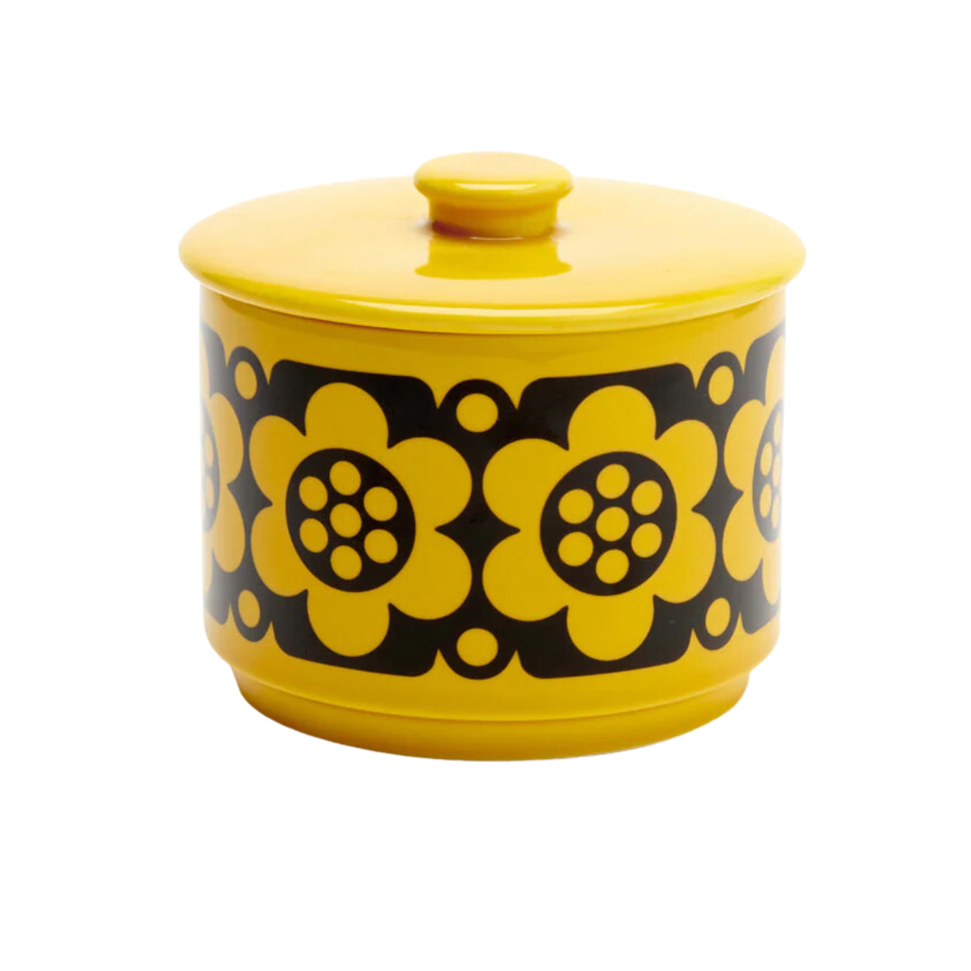 Hornsea Geo Flower Yellow Lidded Pot