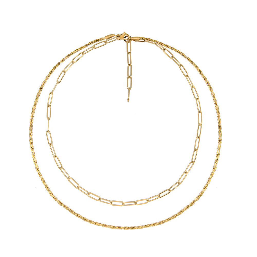 A Weathered Penny Layered Gold Necklace