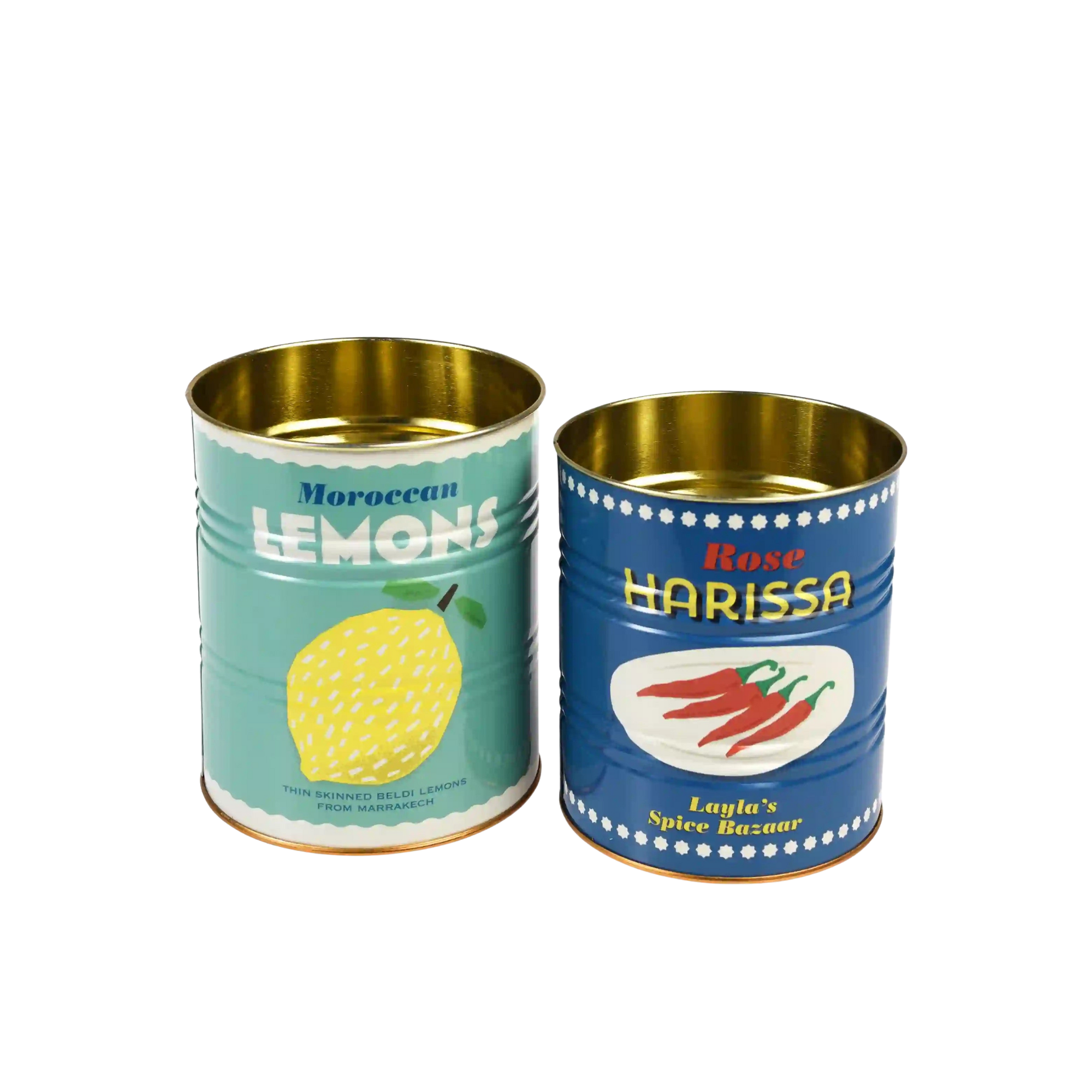 Lemon and Harissa Set of 2 Storage Tins 
