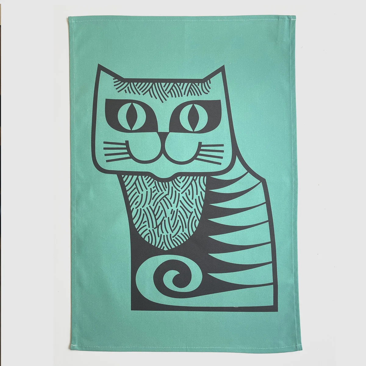 Magpie Hornsea Teal Cat Tea Towel