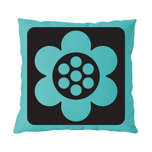 Magpie Hornsea Geo Teal Flower Cushion Front