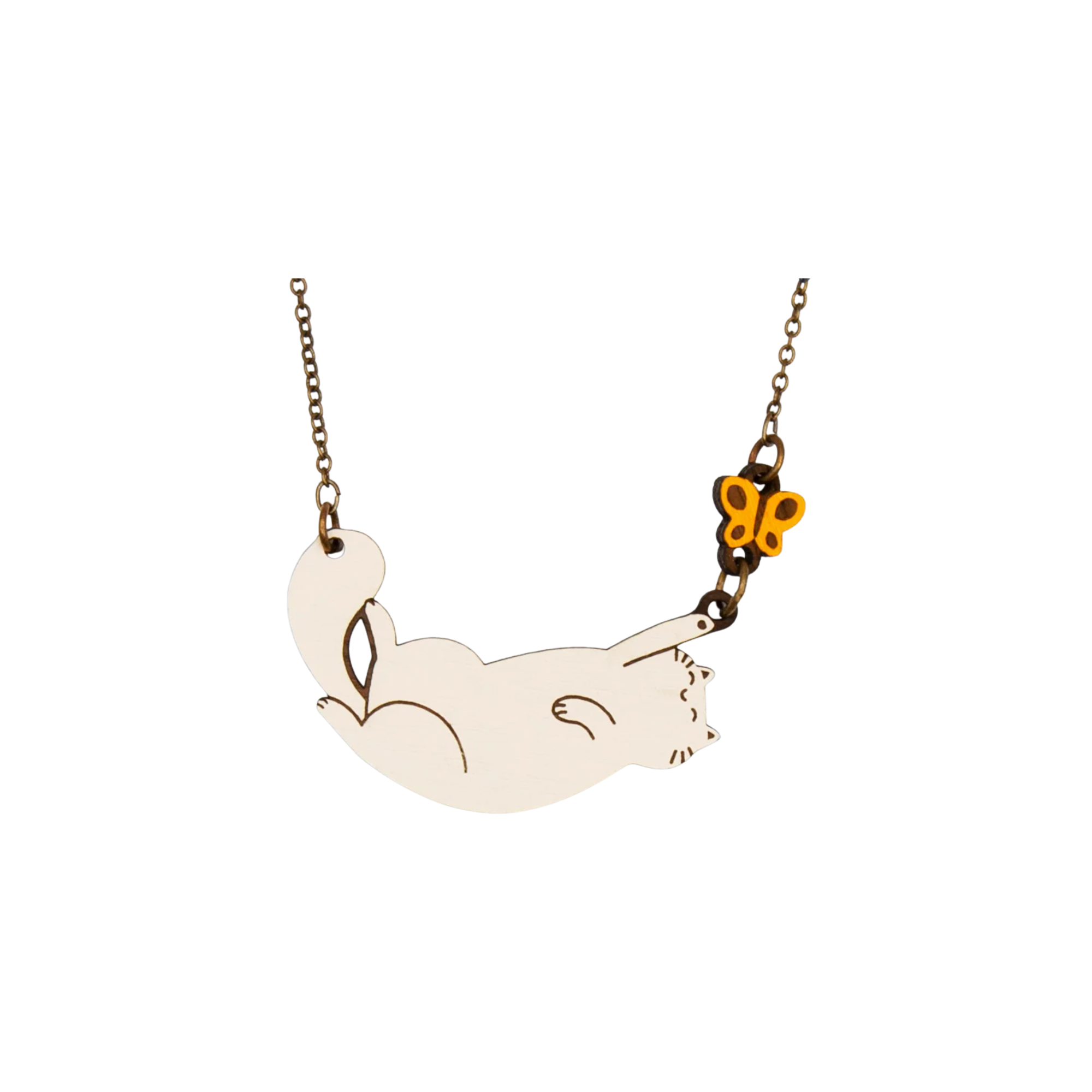 Materia Rica Cat With Butterfly Necklace