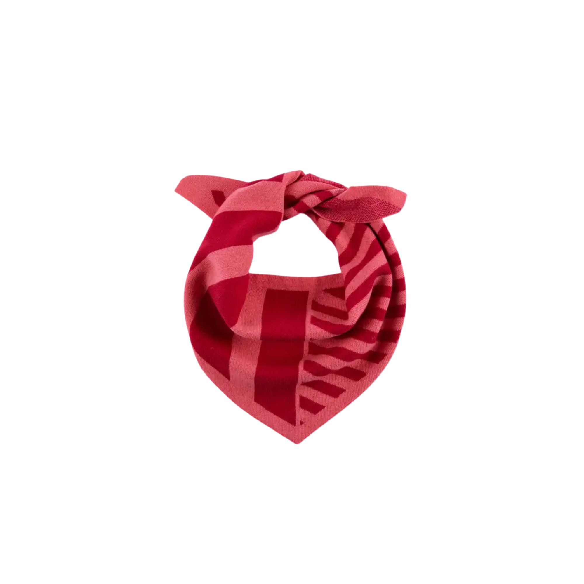 Miss PomPom Pink and Red Striped Triangle Scarf
