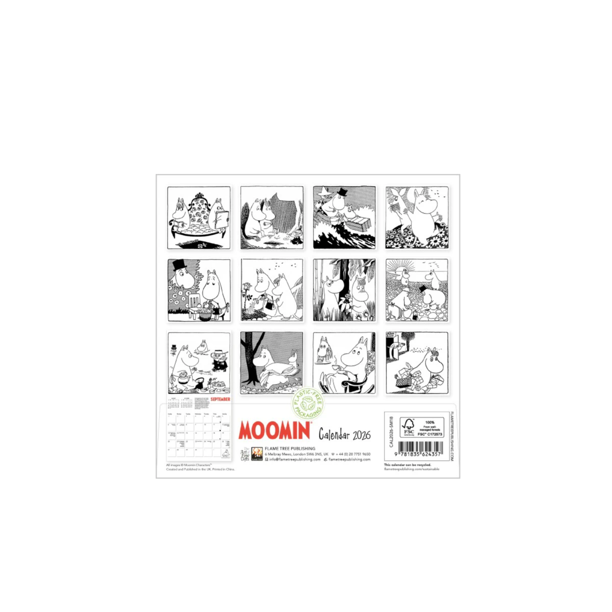 Moomin Mini Wall Calendar 2026 Back