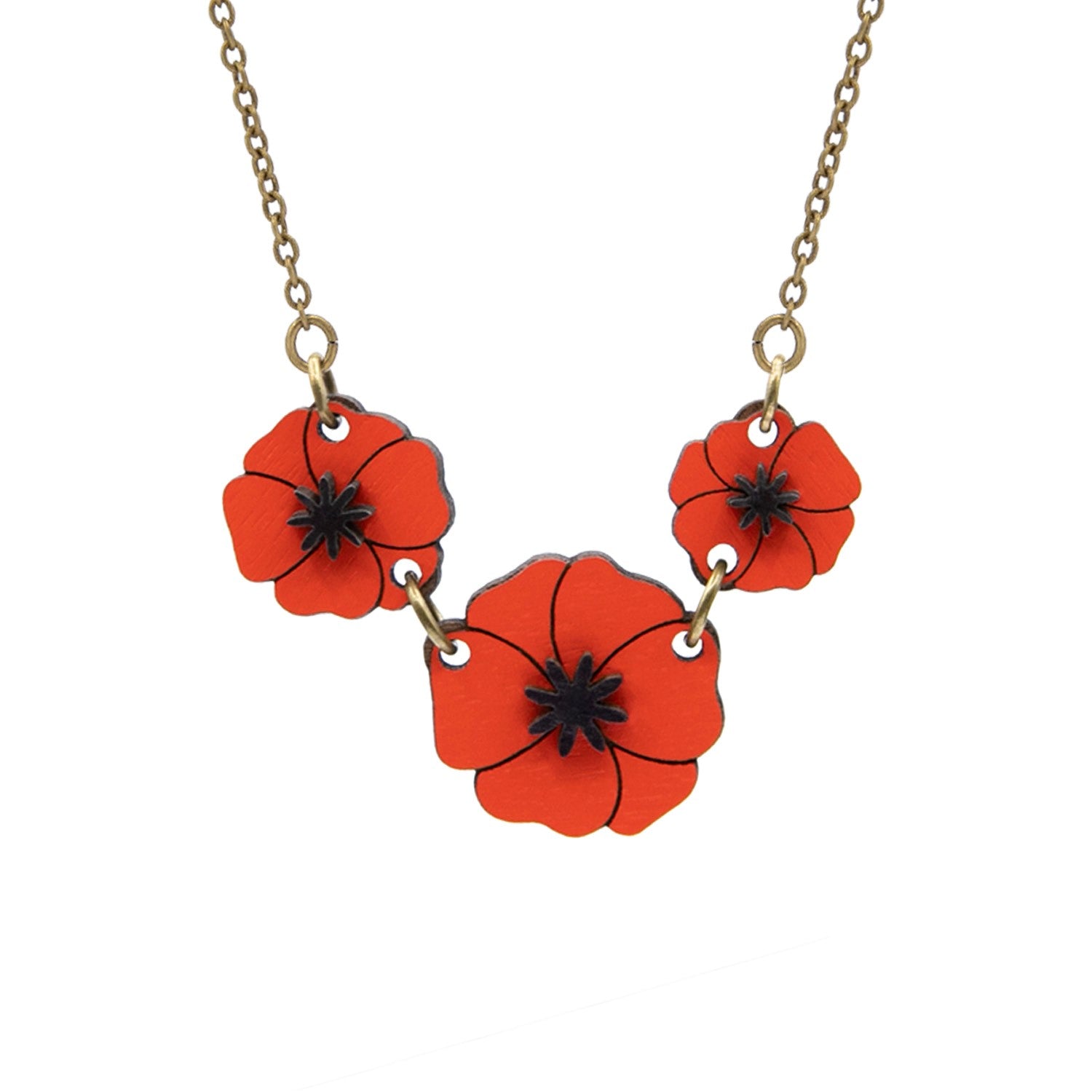 Three Little Poppies Necklace