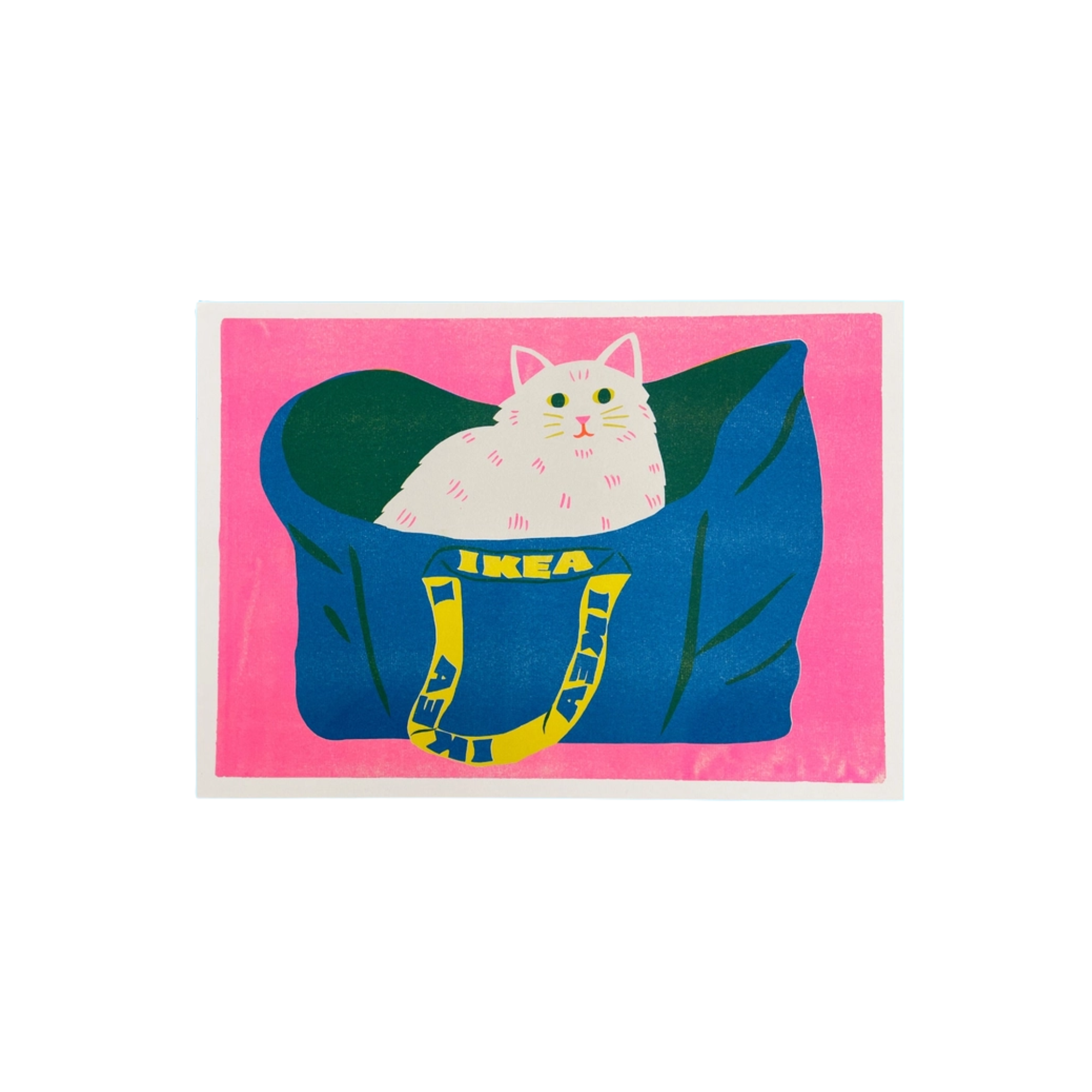 Naomi Wilkinson Illustration Ikea Bag Cat Riso Print