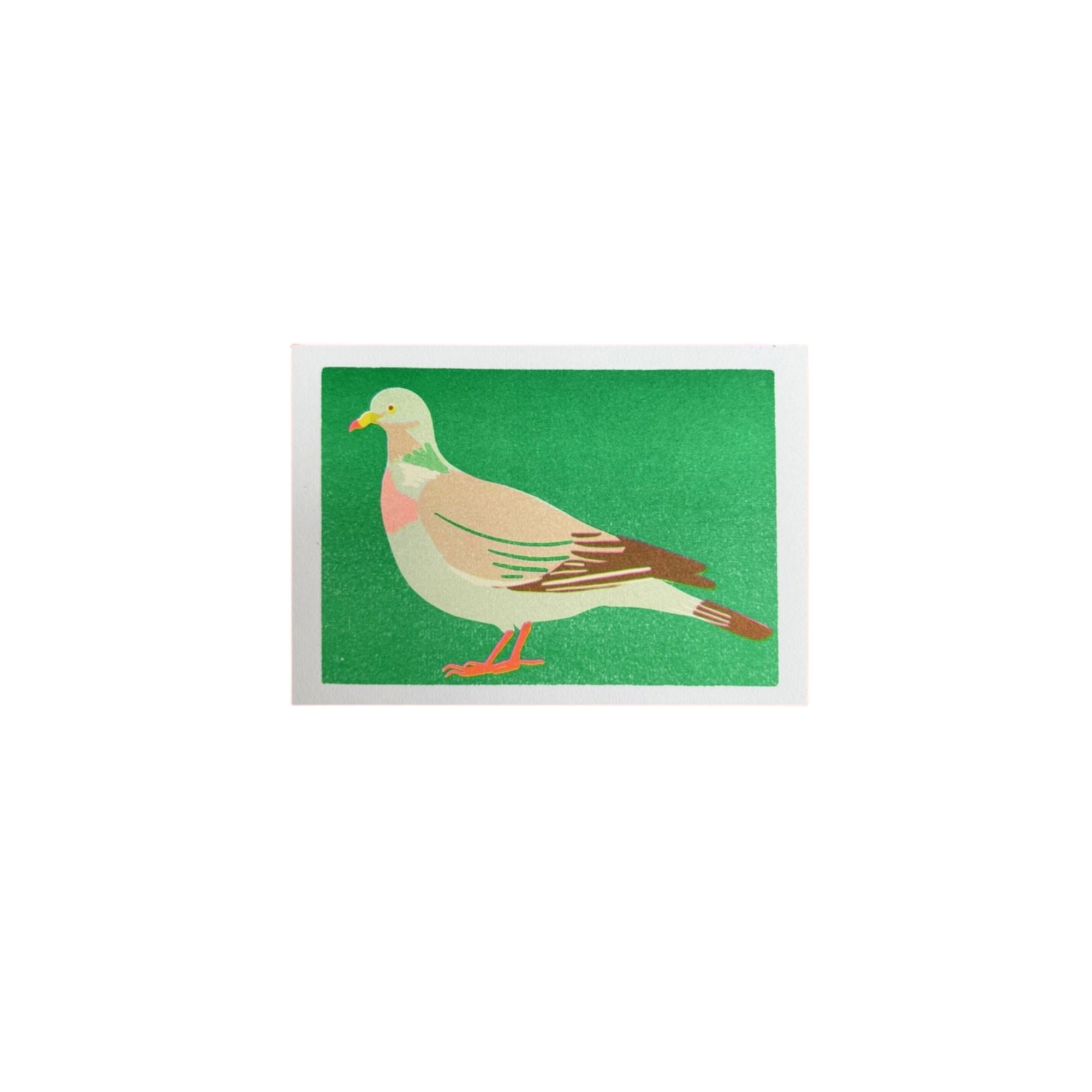 Naomi Wilkinson Wood Pigeon Mini Riso Print