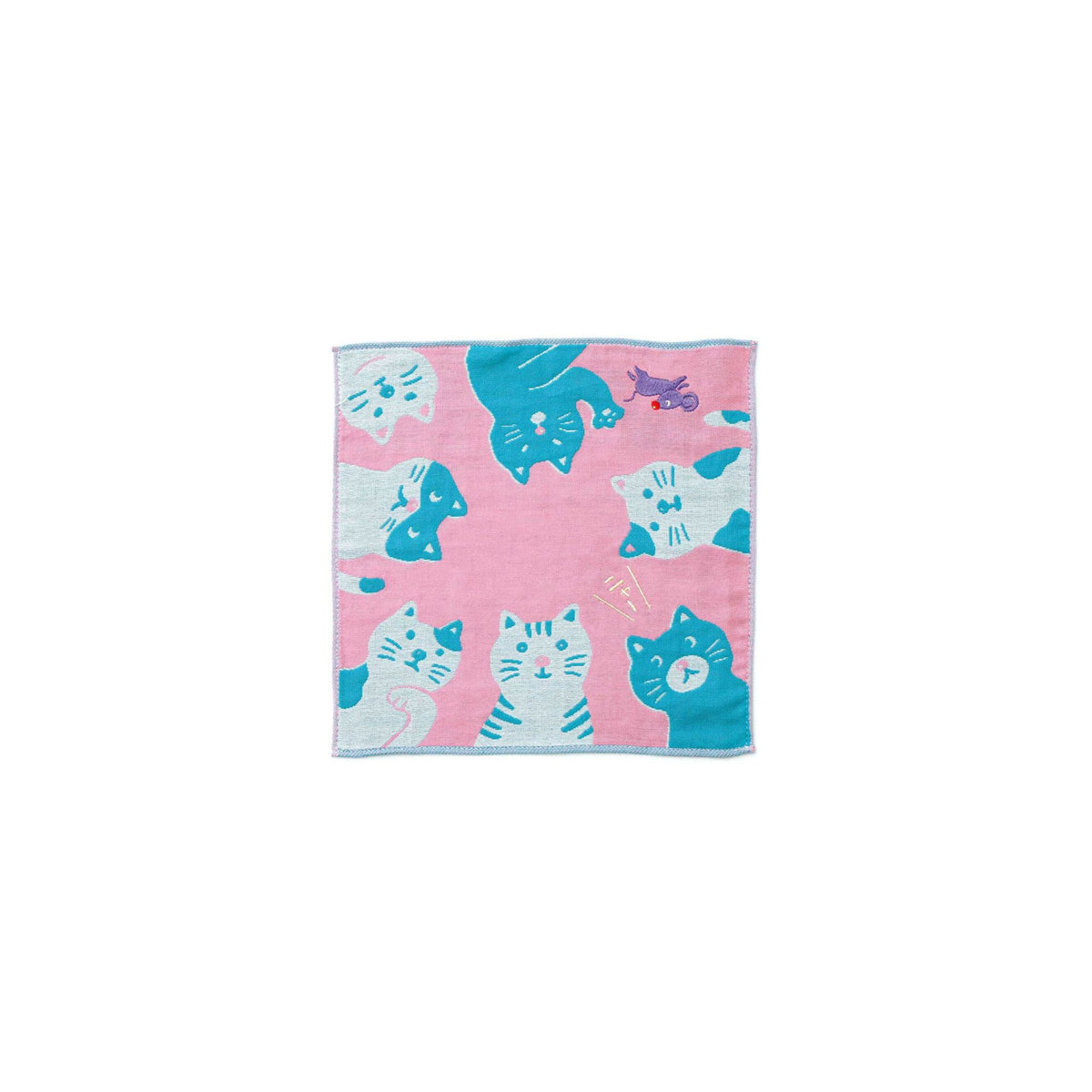 New Retro Pink Cat Gauze Handkerchief