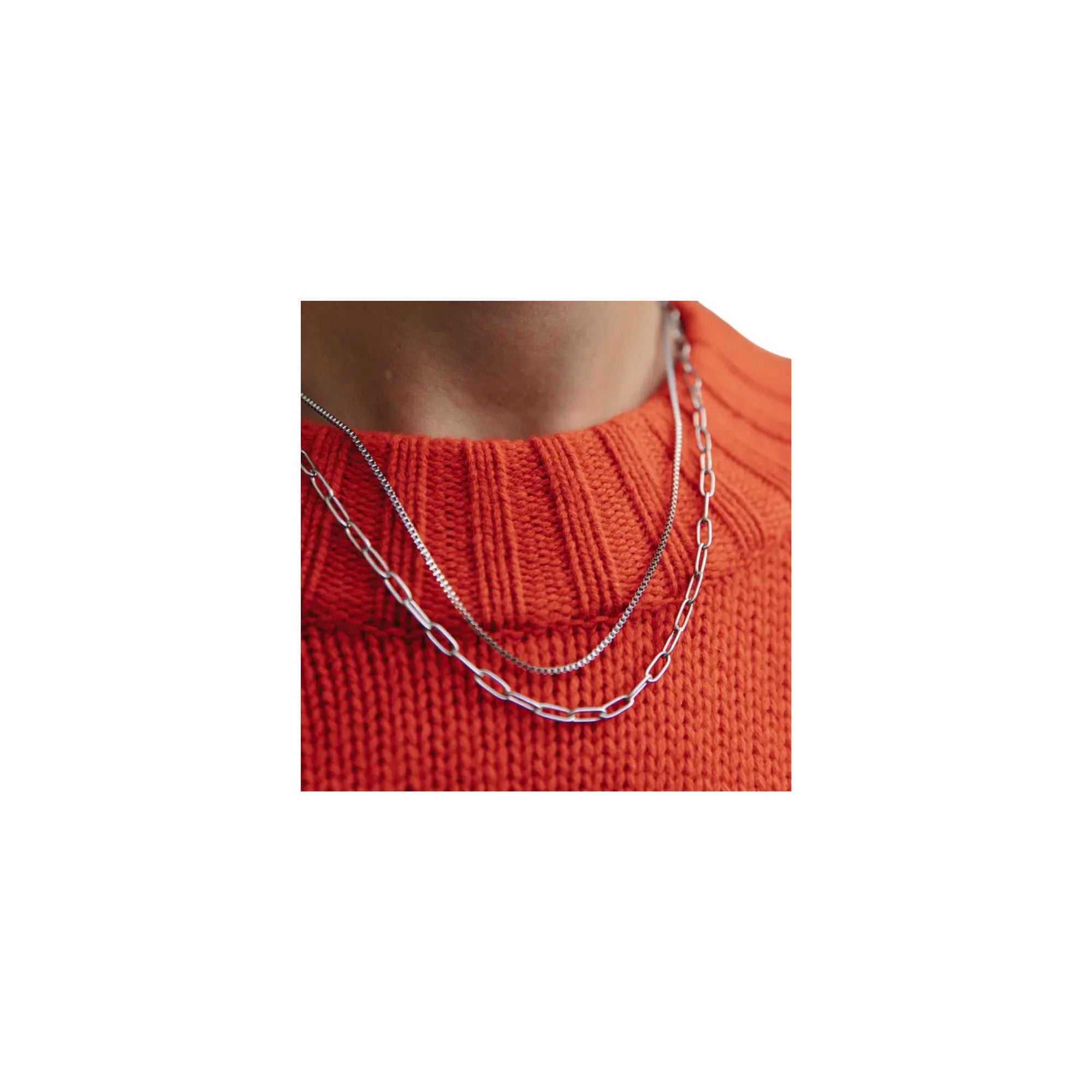 Nordic Muse Silver Double Layered Chain Necklace