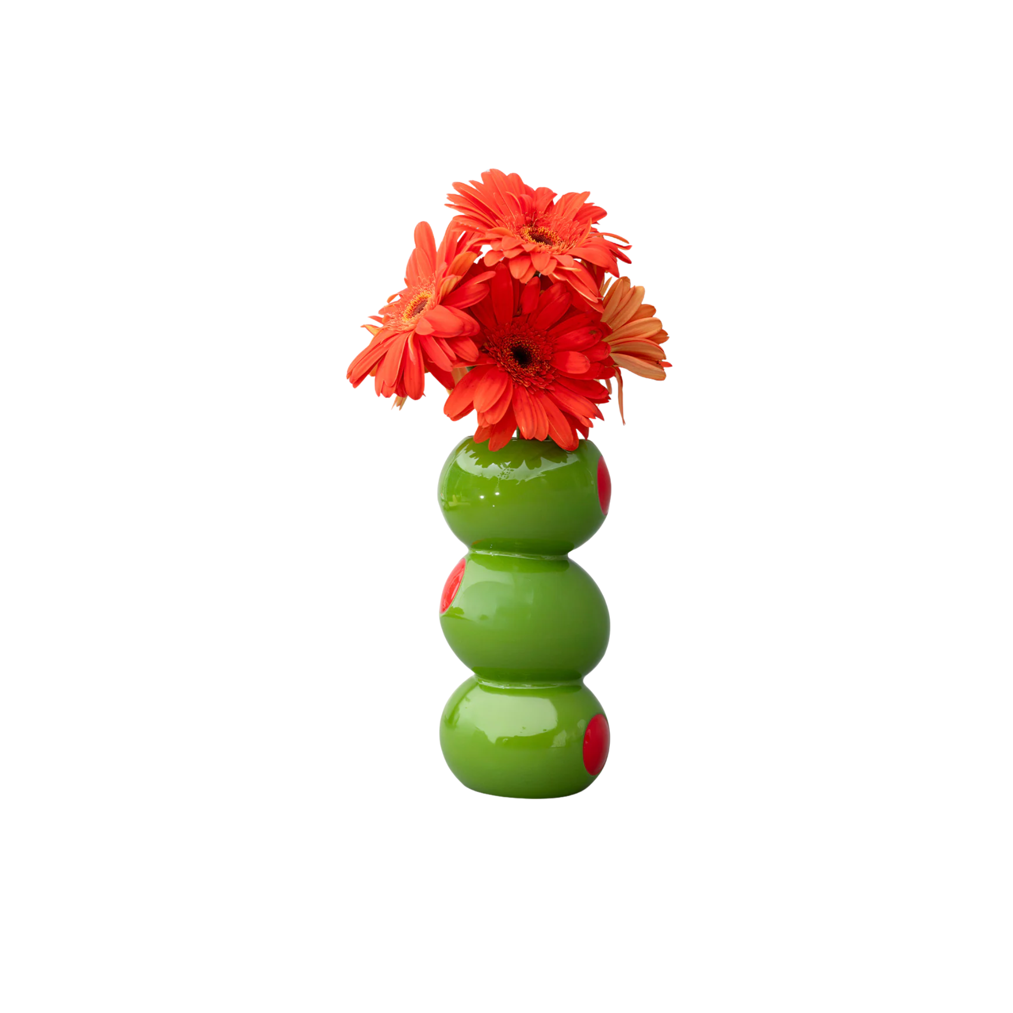 Olive Ceramic Vase With Flowers