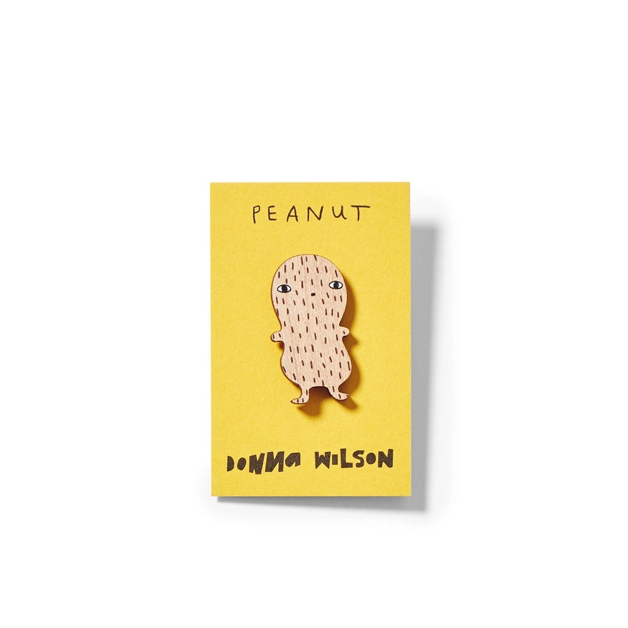 Donna Wilson Peanut Pin Wooden Badge