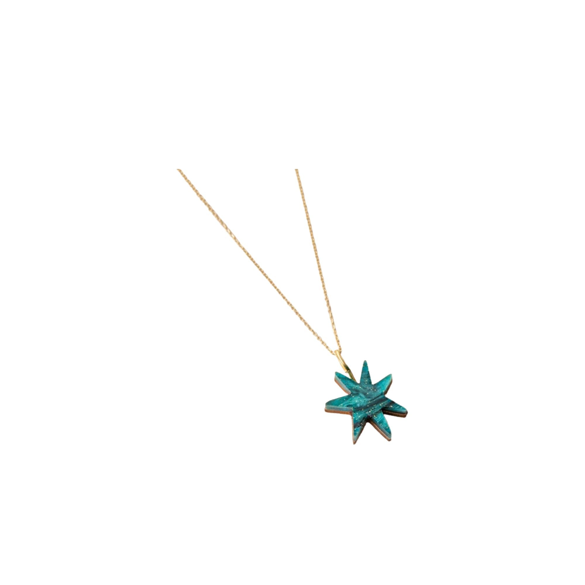 Pepper You Teal Glitter Star Necklace