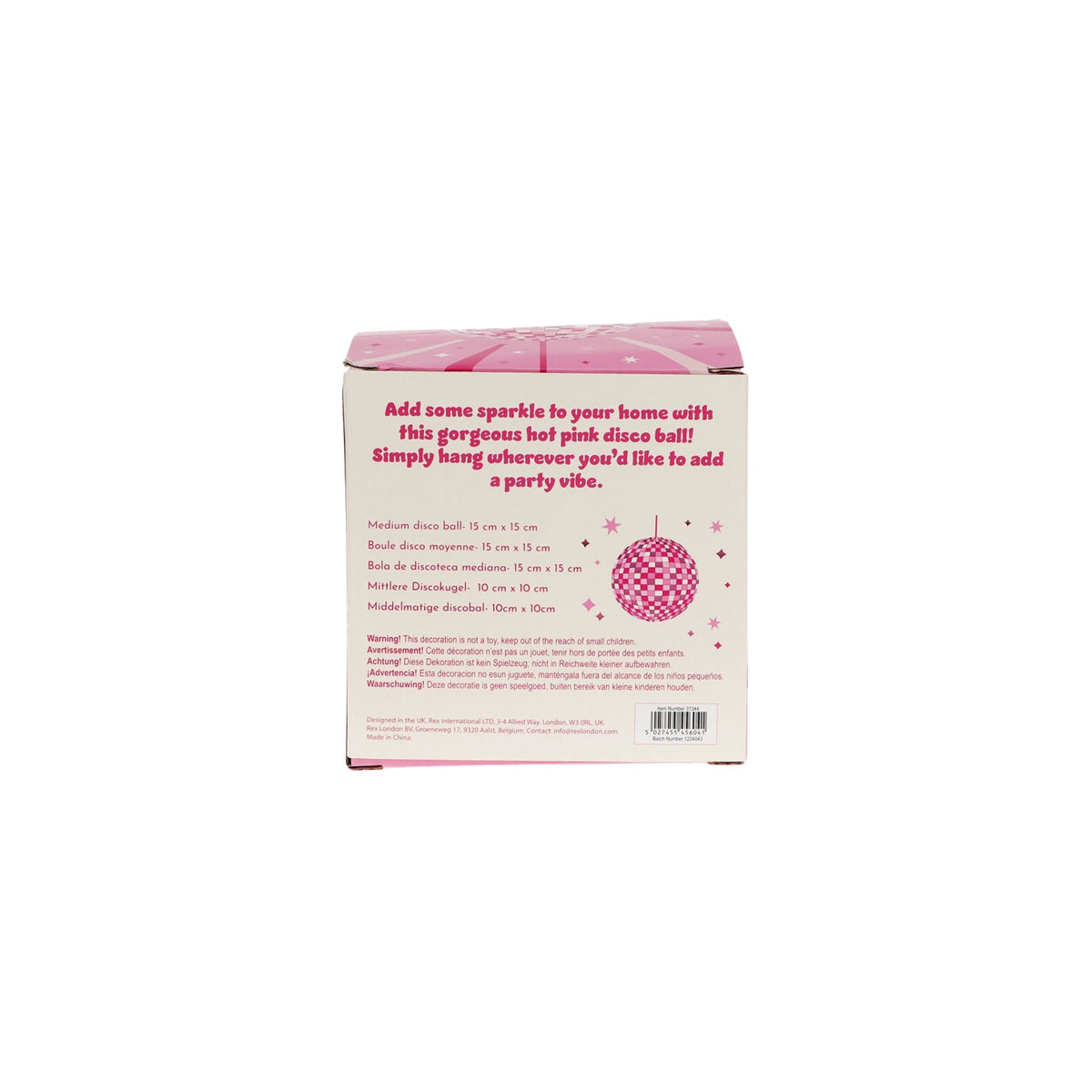 Pink Hanging Disco Ball Box Blurb