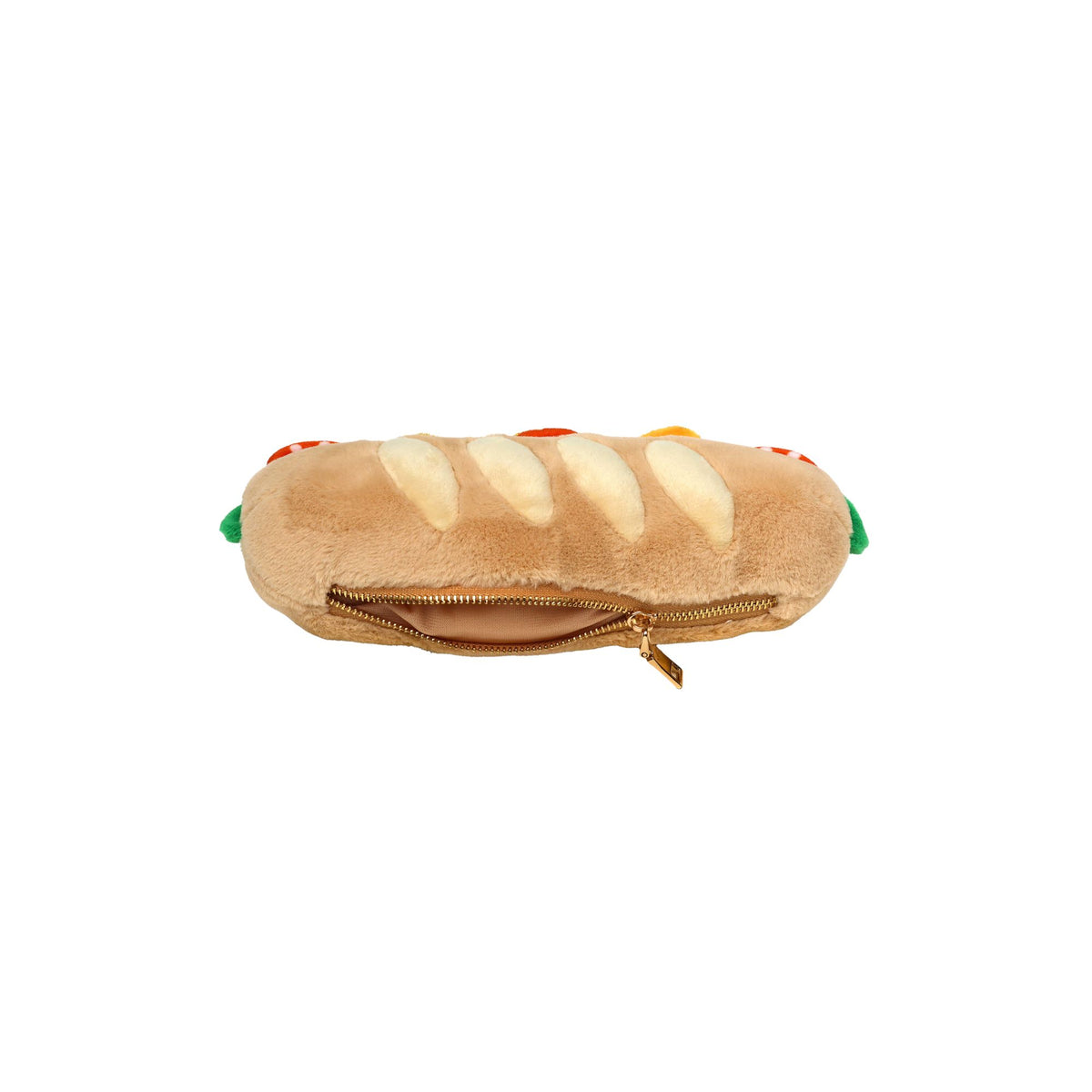 Plush Baguette Zip Up Pouch