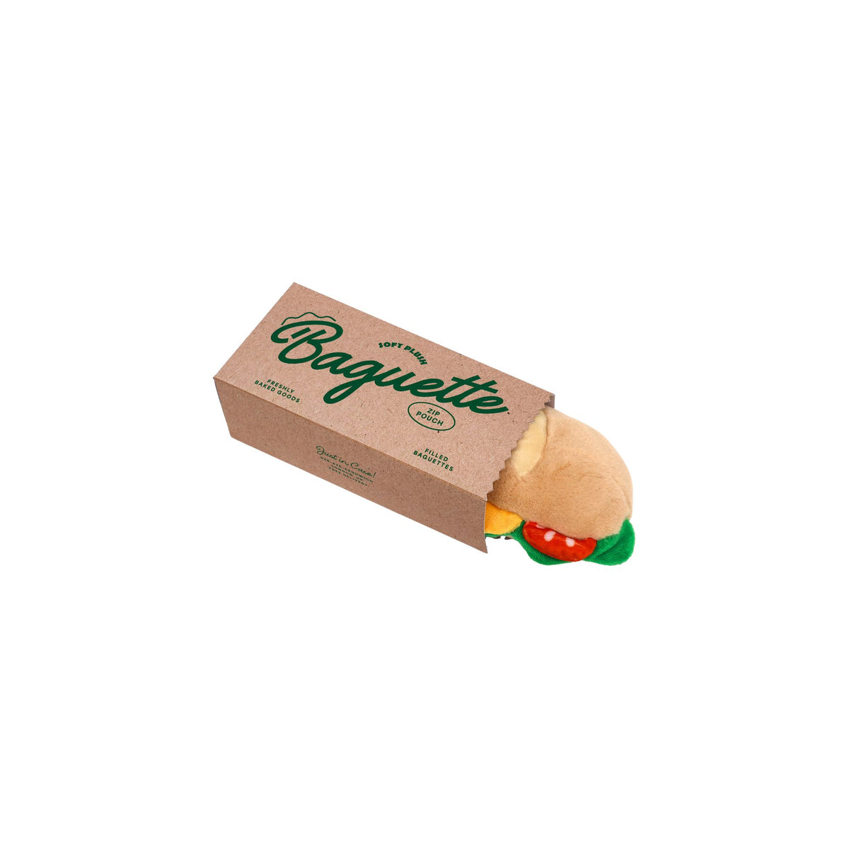 Plush Baguette Zip Up Pouch With Packaging